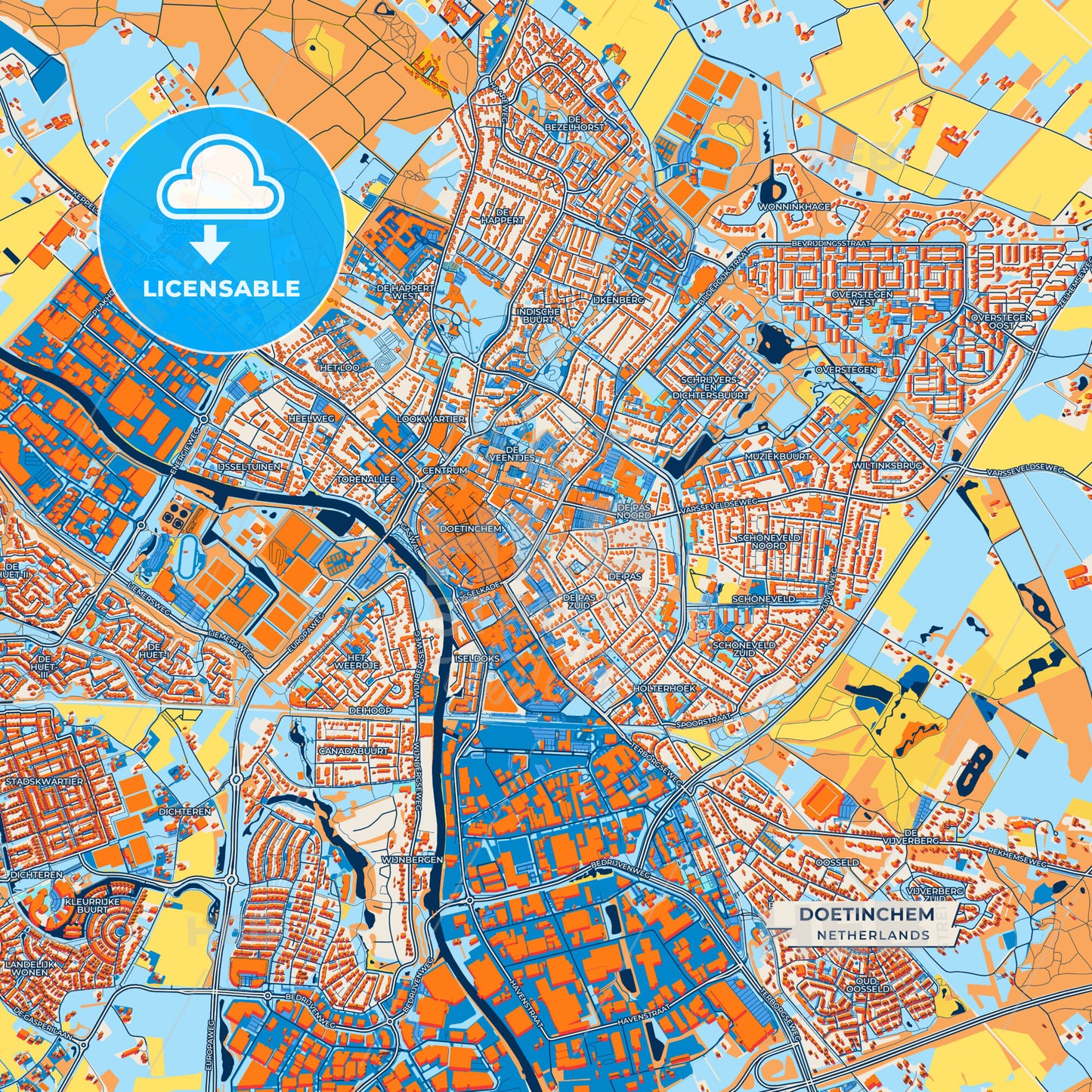 Canvas Print Template of Doetinchem Street Map