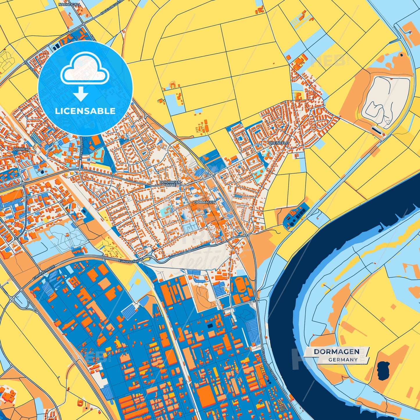 Canvas Print Template of Dormagen Street Map