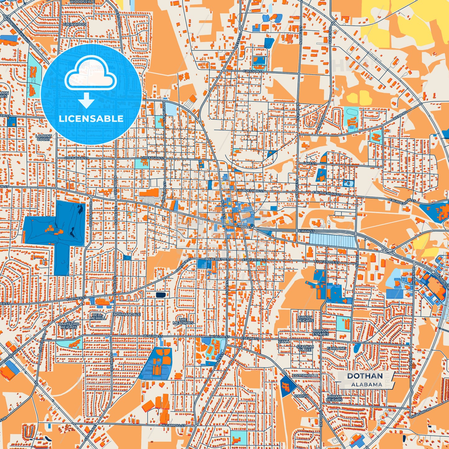Canvas Print Template of Dothan Street Map