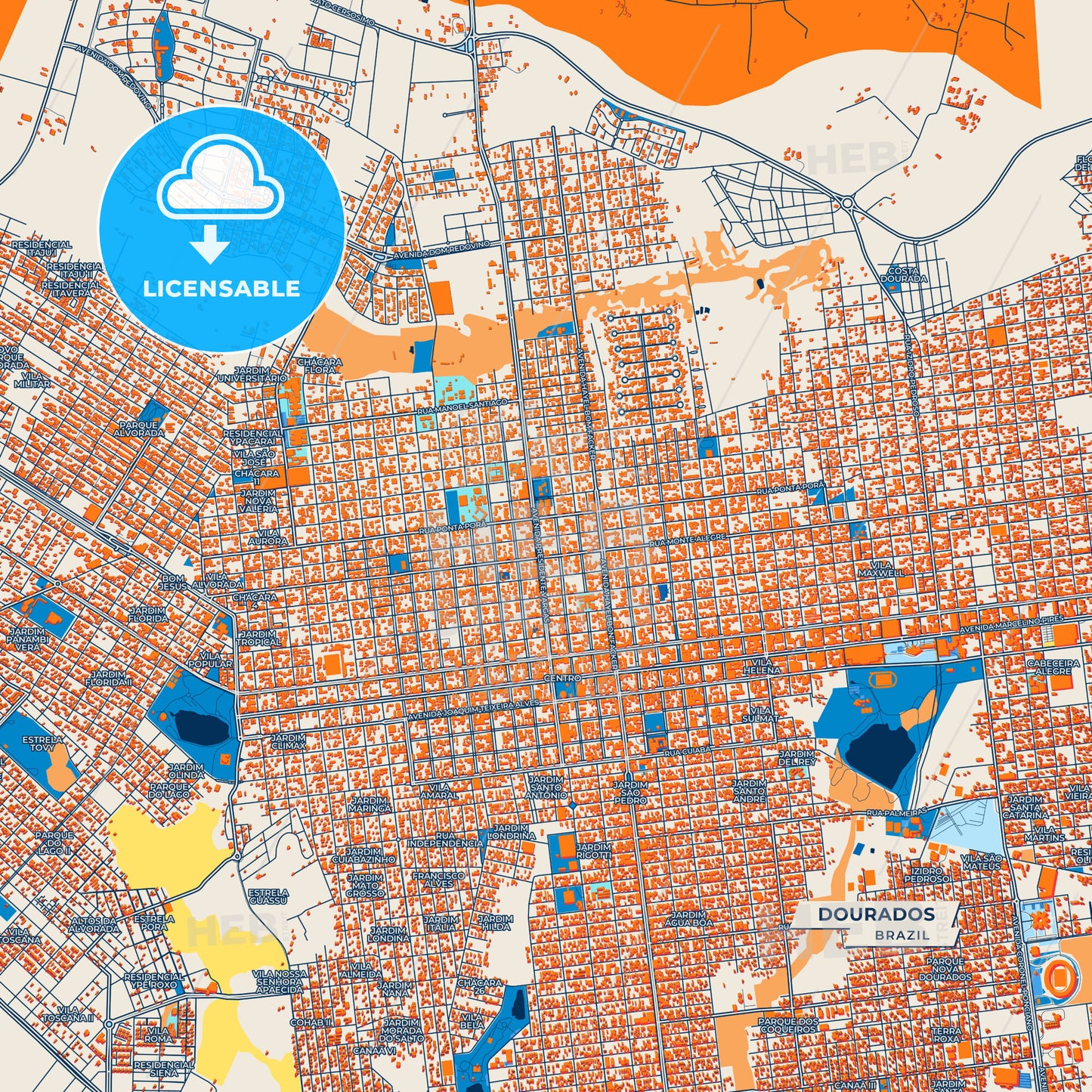 Canvas Print Template of Dourados Street Map