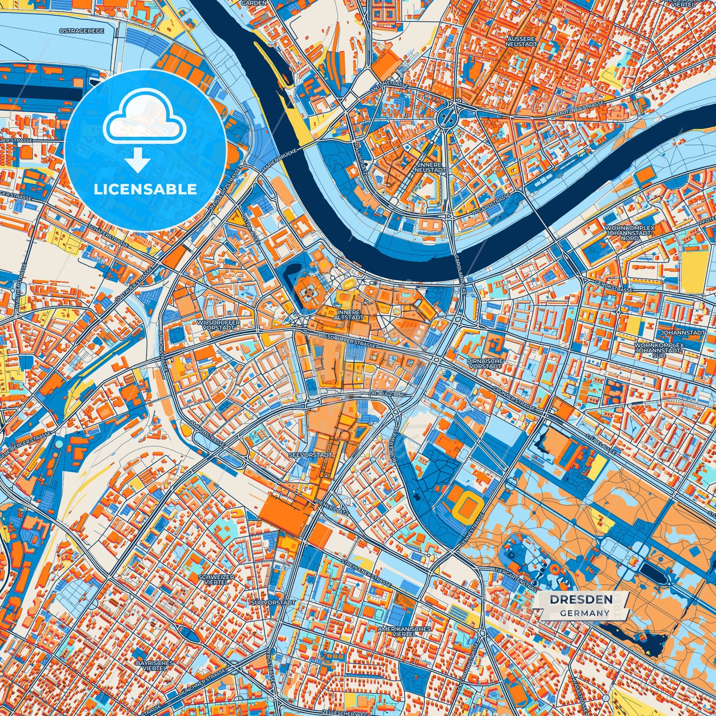 Canvas Print Template of Dresden Street Map