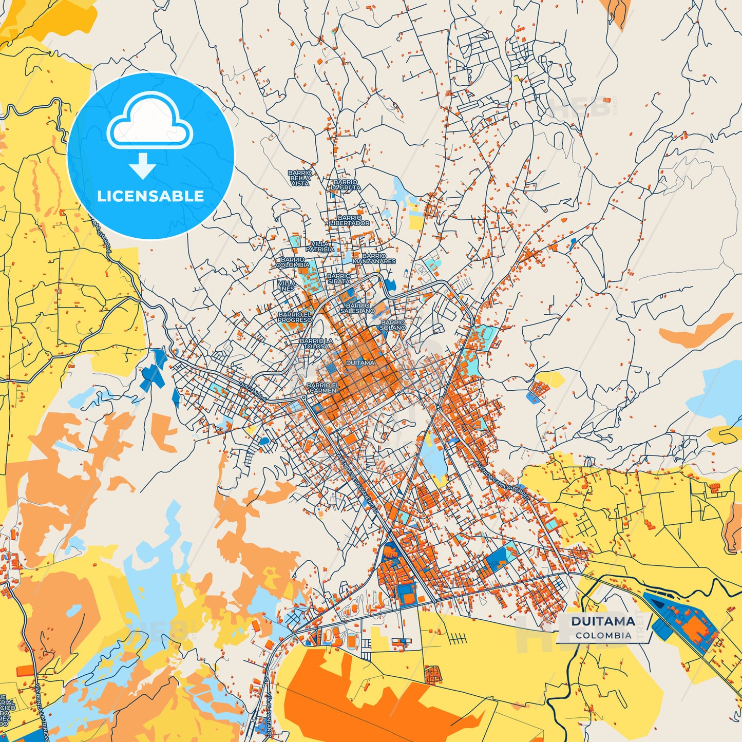 Canvas Print Template of Duitama Street Map