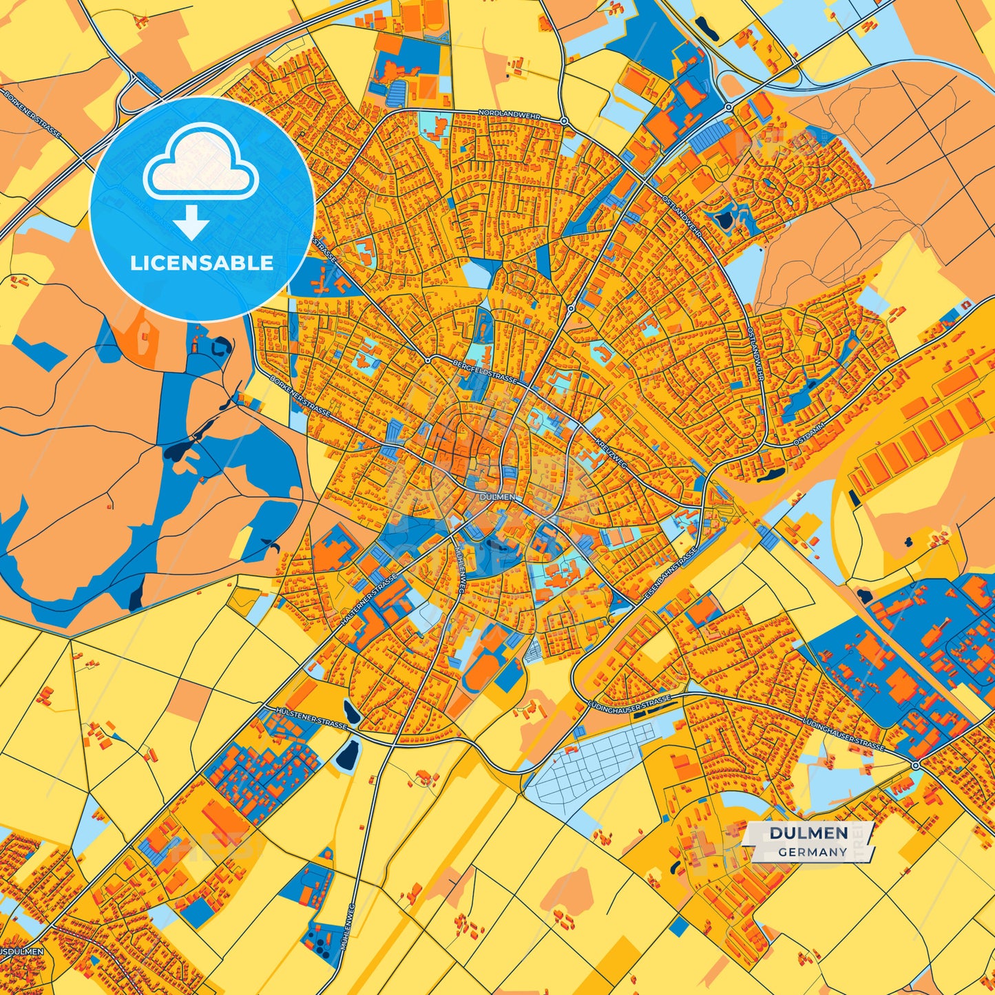 Canvas Print Template of Dulmen Street Map