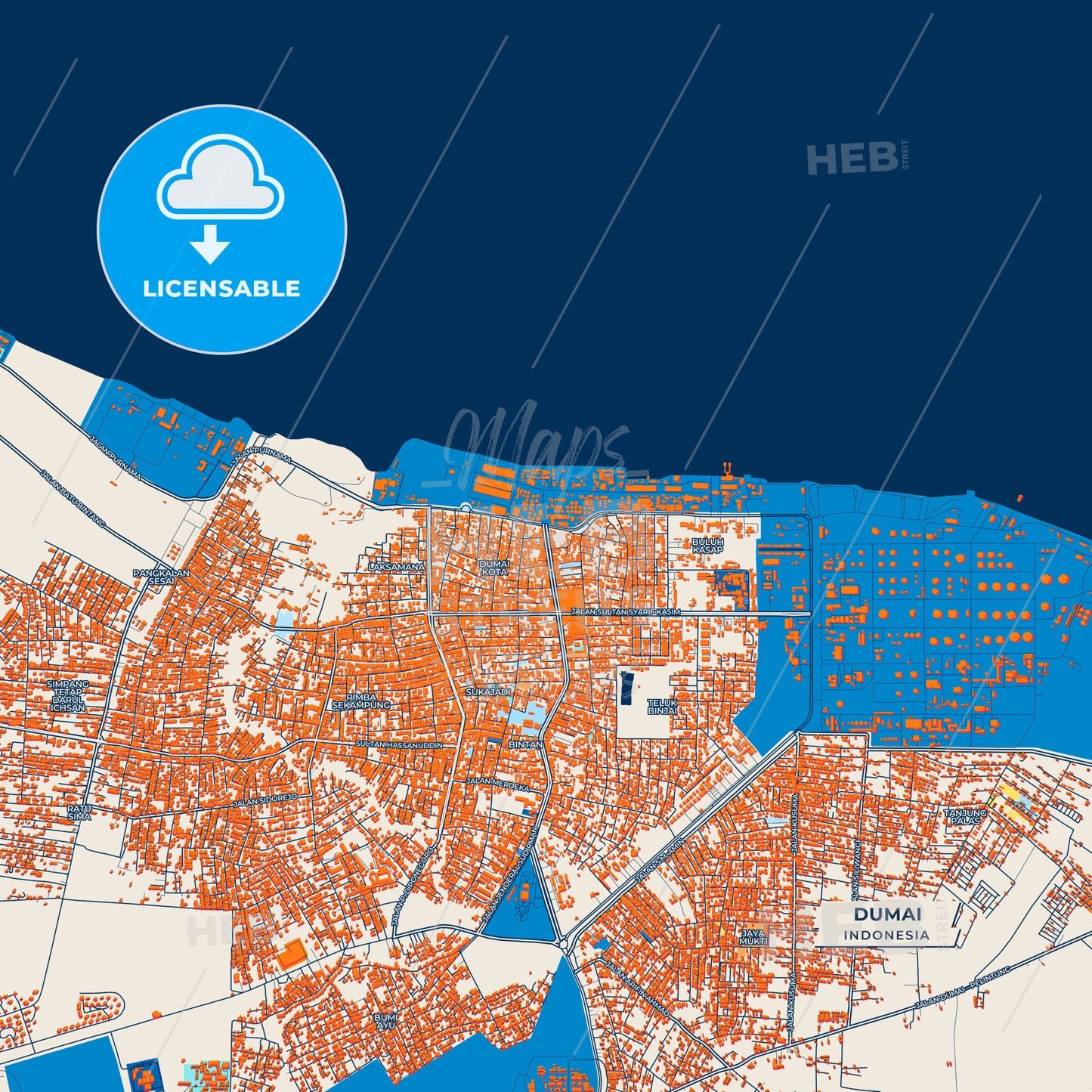 Canvas Print Template of Dumai Street Map
