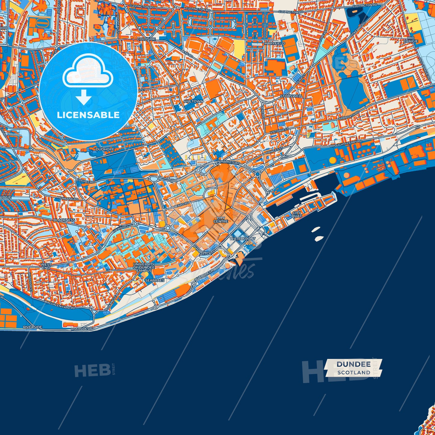 Canvas Print Template of Dundee Street Map