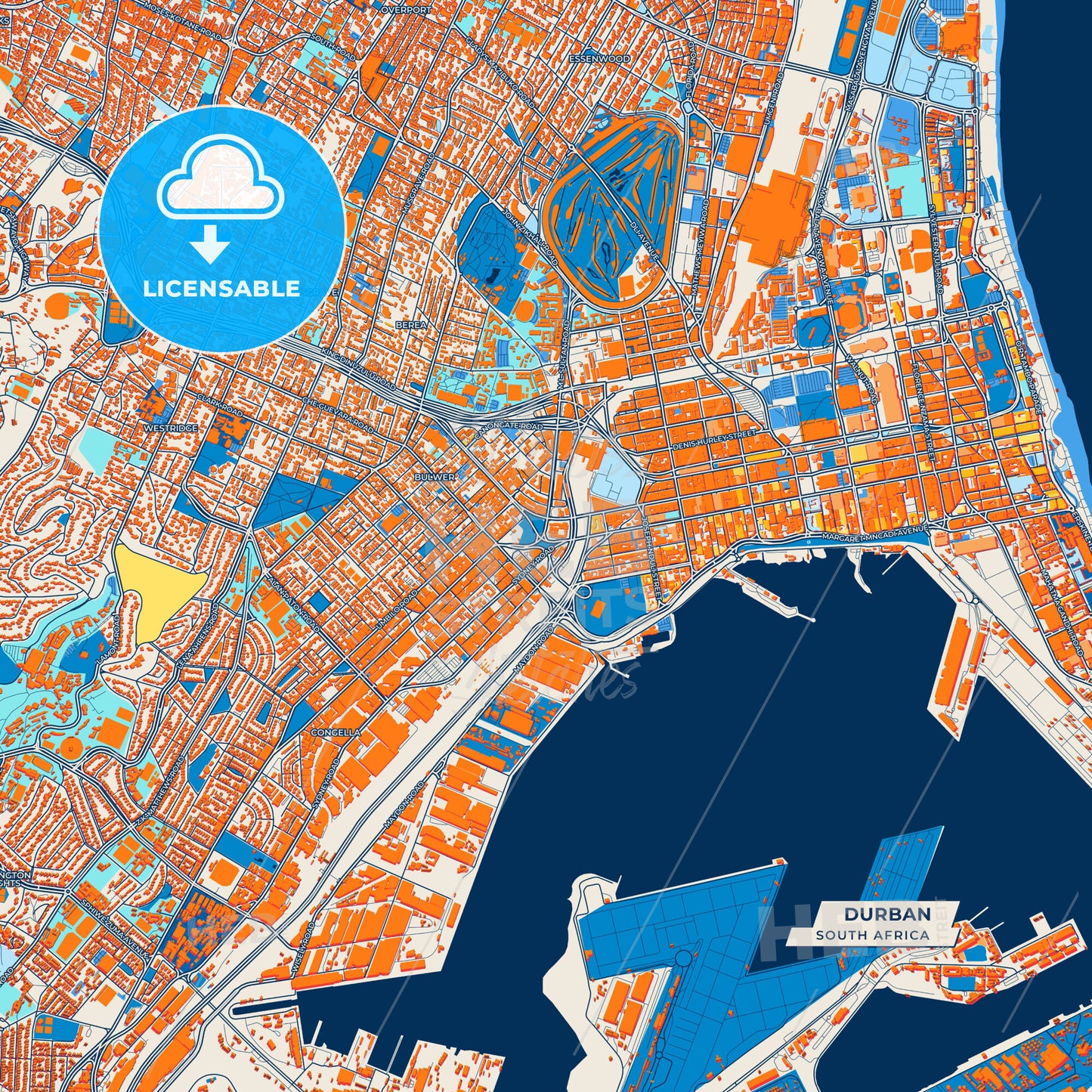 Canvas Print Template of Durban Street Map