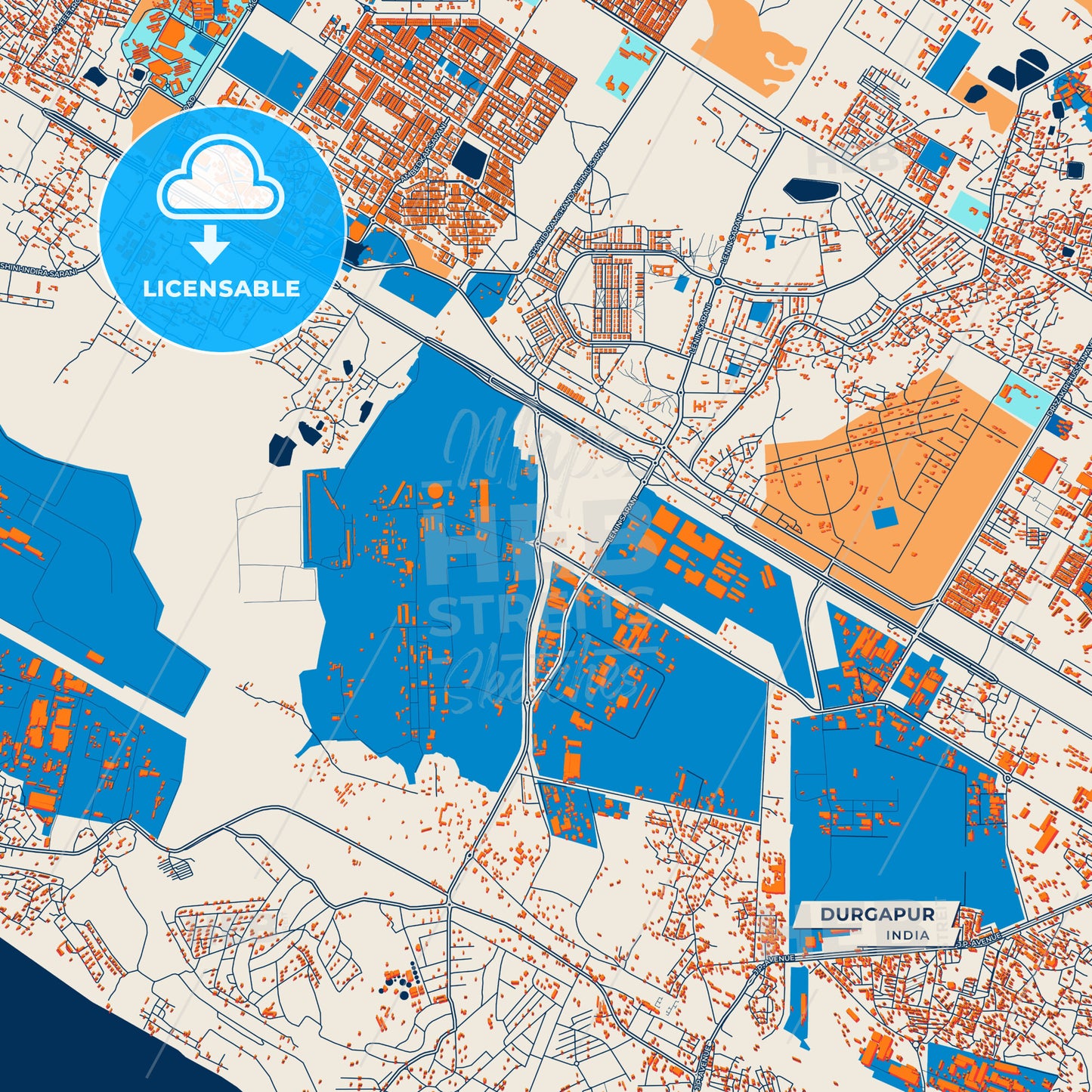 Canvas Print Template of Durgapur Street Map