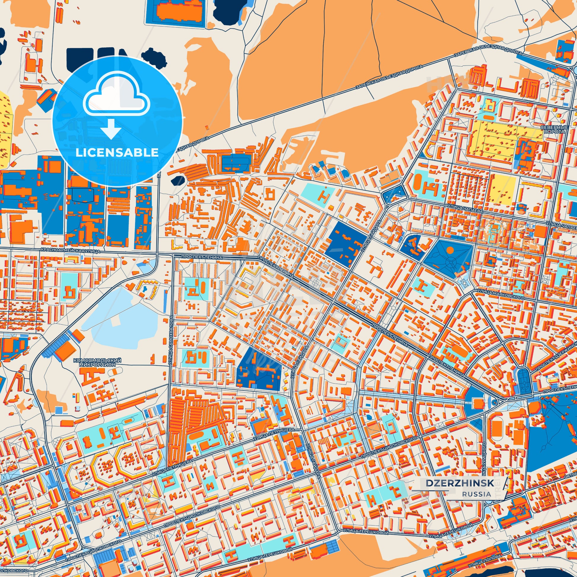 Canvas Print Template of Dzerzhinsk Street Map