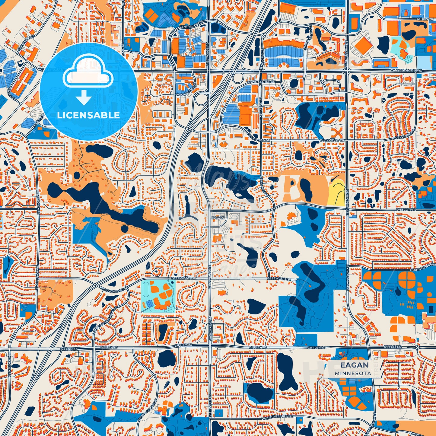 Canvas Print Template of Eagan Street Map