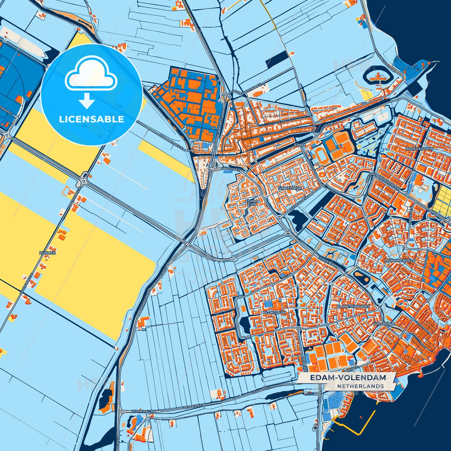 Canvas Print Template of Edam-Volendam Street Map