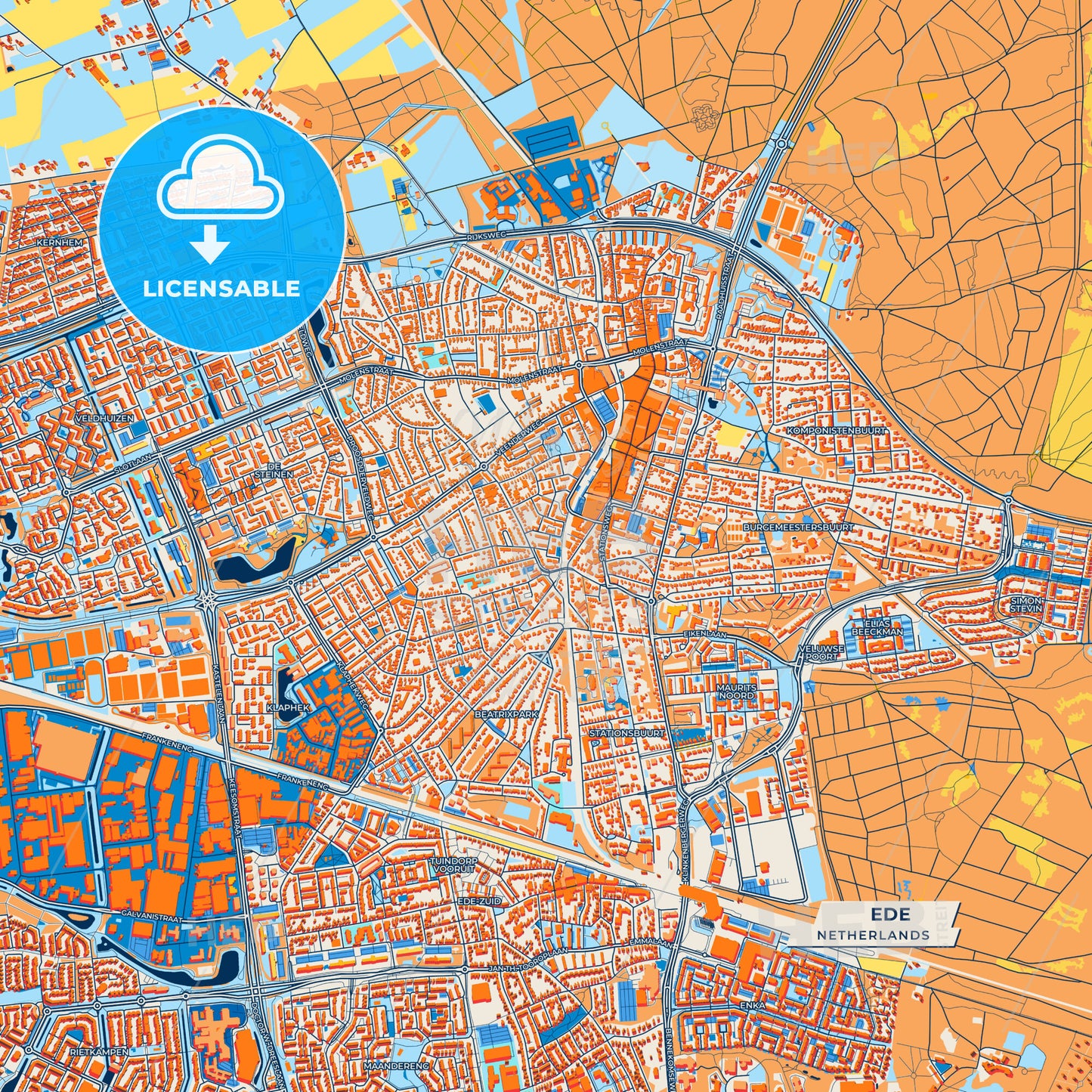 Canvas Print Template of Ede Street Map