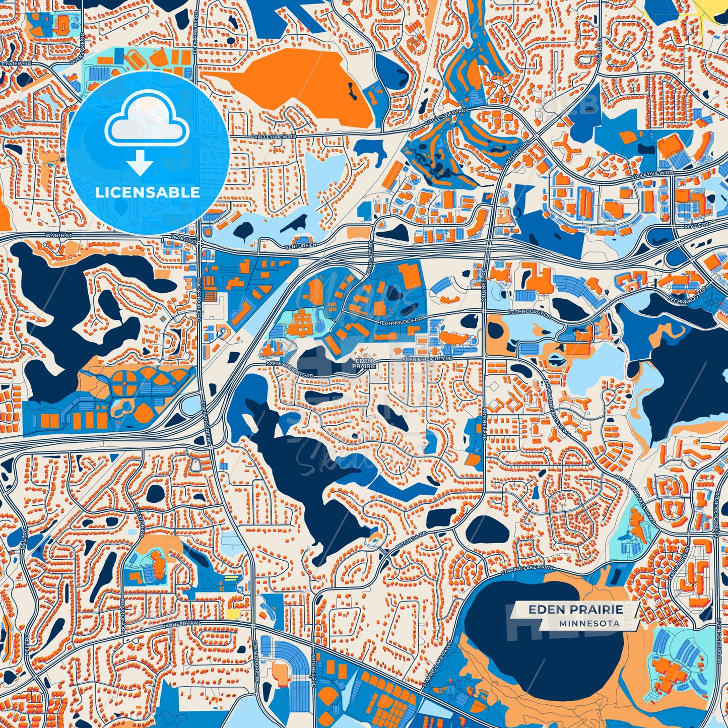 Canvas Print Template of Eden Prairie Street Map