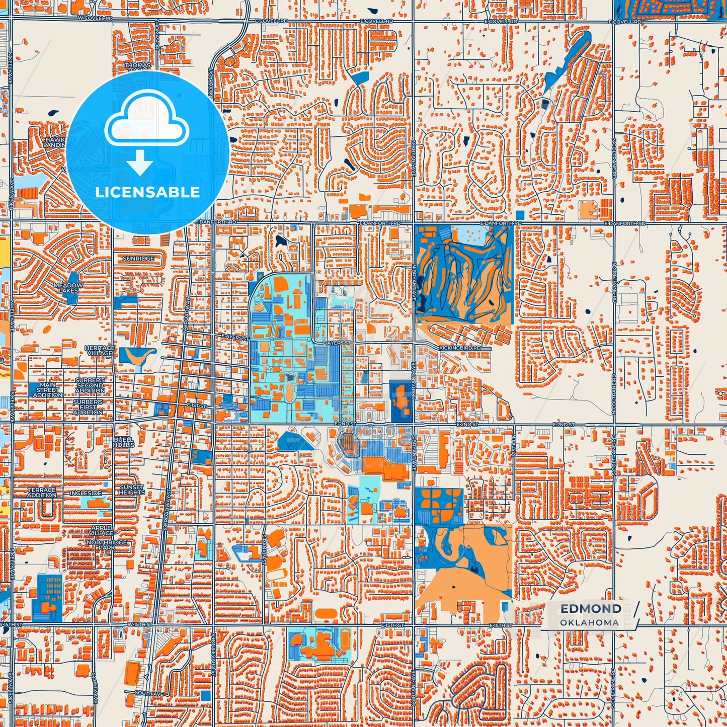 Canvas Print Template of Edmond Street Map