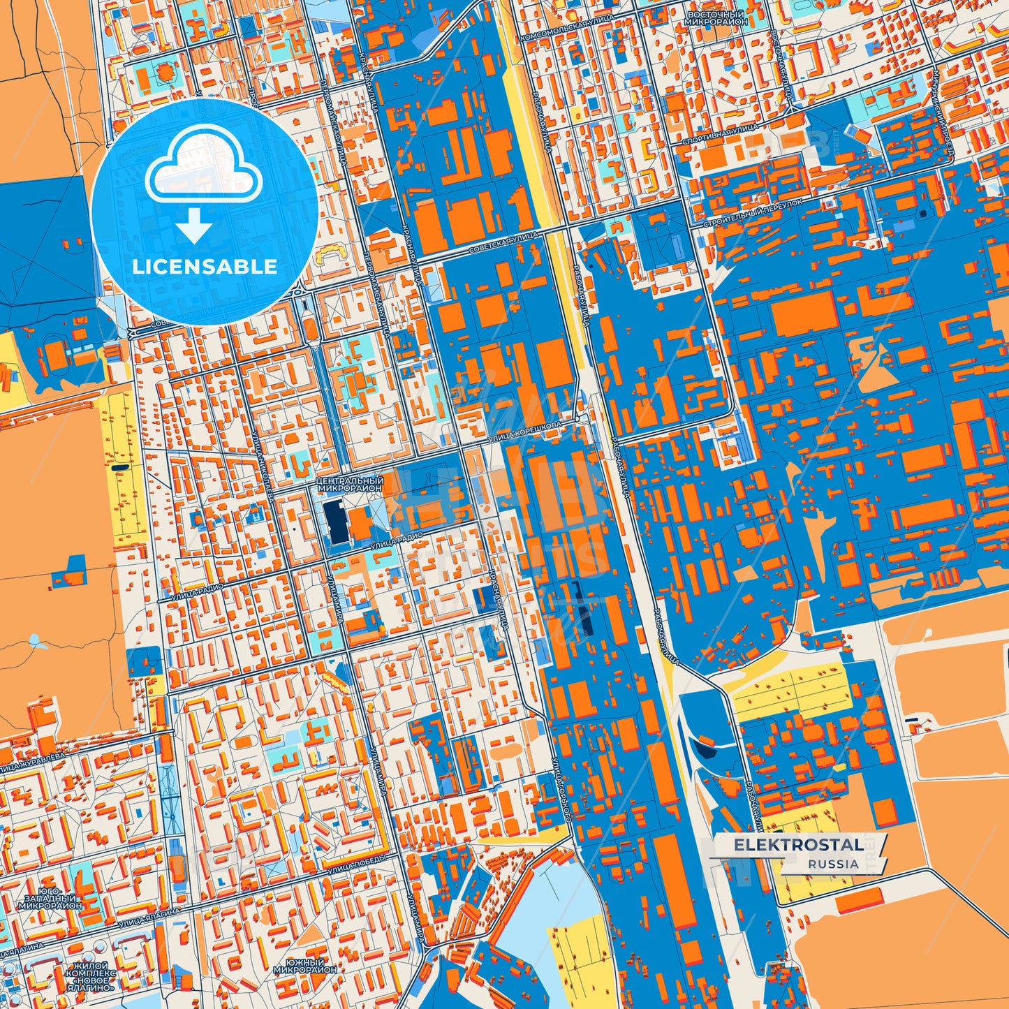 Canvas Print Template of Elektrostal Street Map