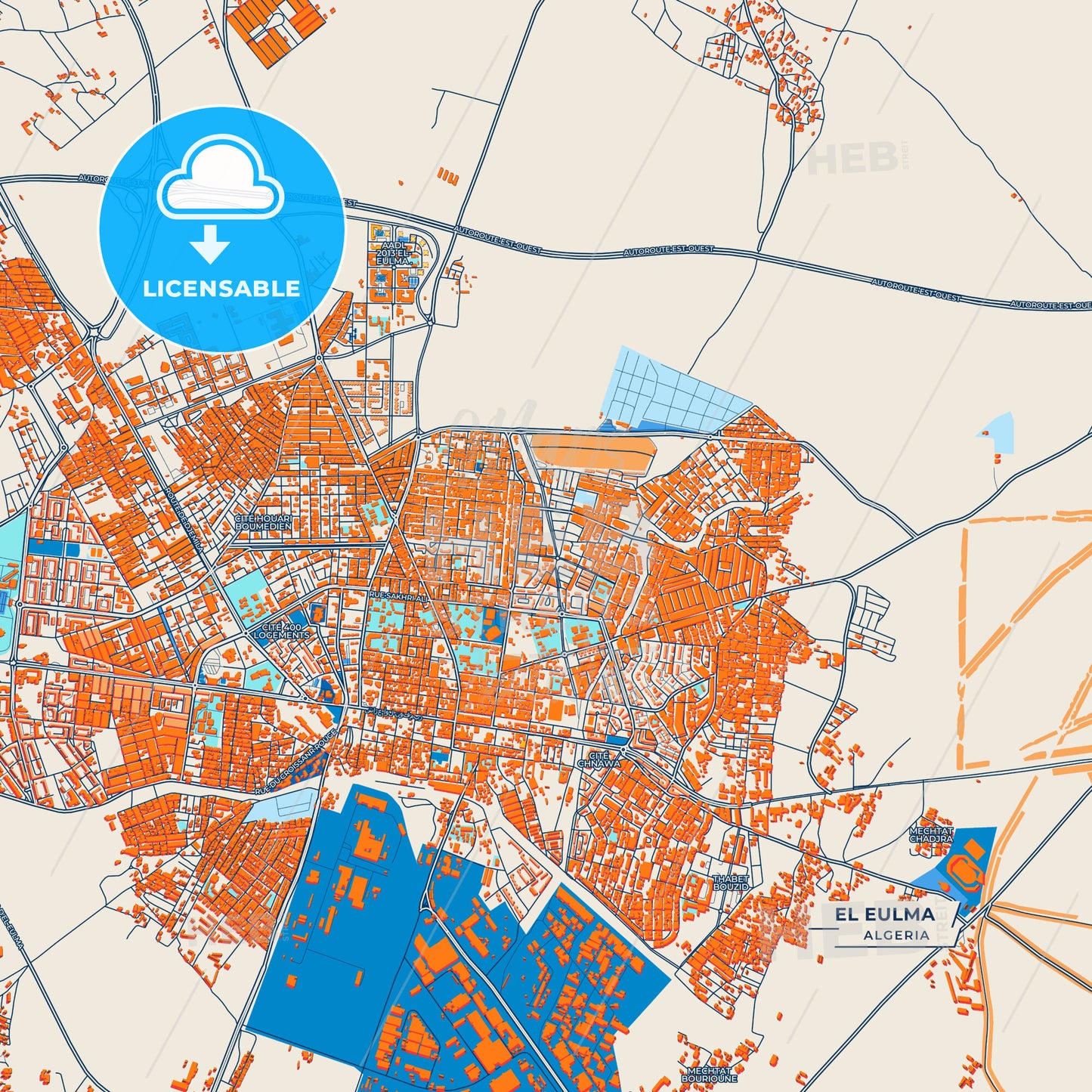 Canvas Print Template of El Eulma Street Map