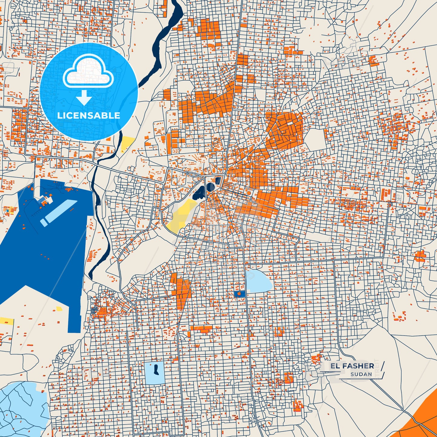 Canvas Print Template of El Fasher Street Map