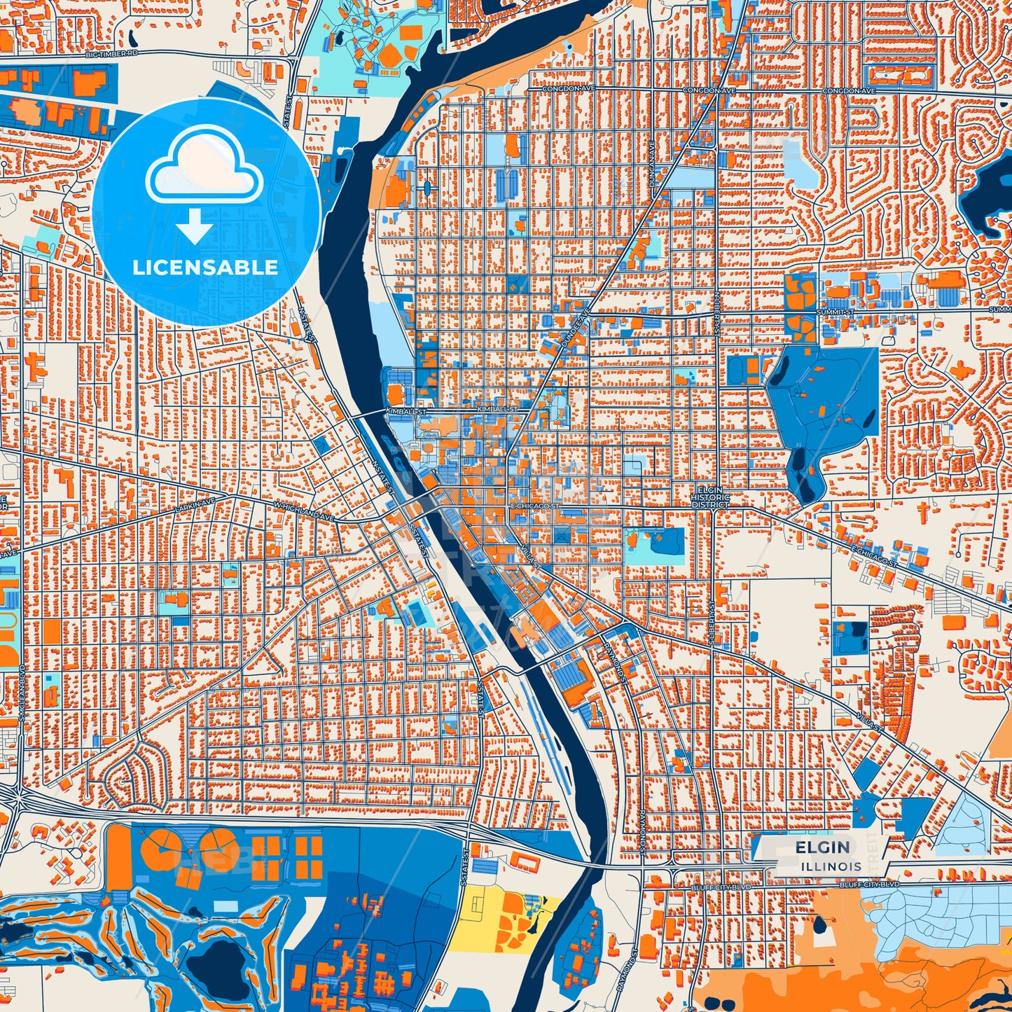 Canvas Print Template of Elgin Street Map