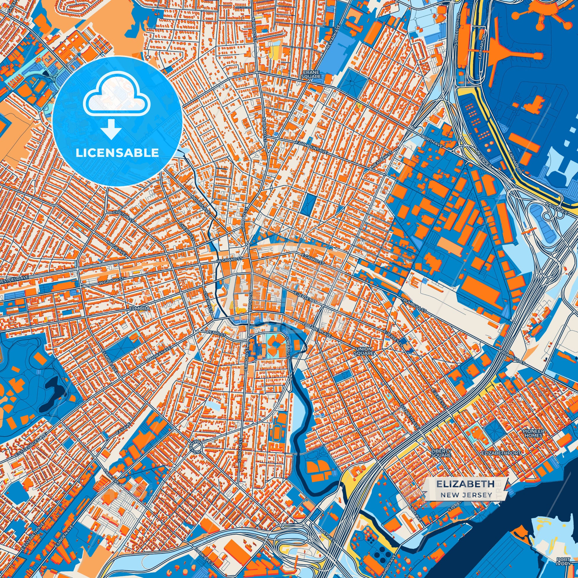 Canvas Print Template of Elizabeth Street Map