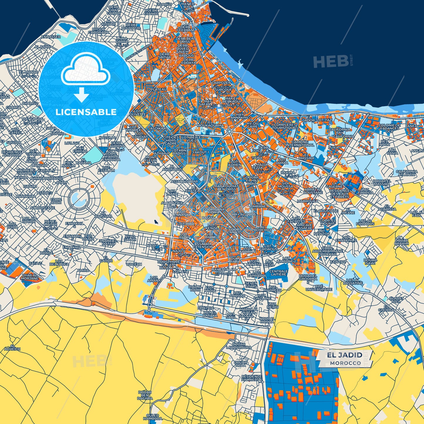 Canvas Print Template of El Jadid Street Map