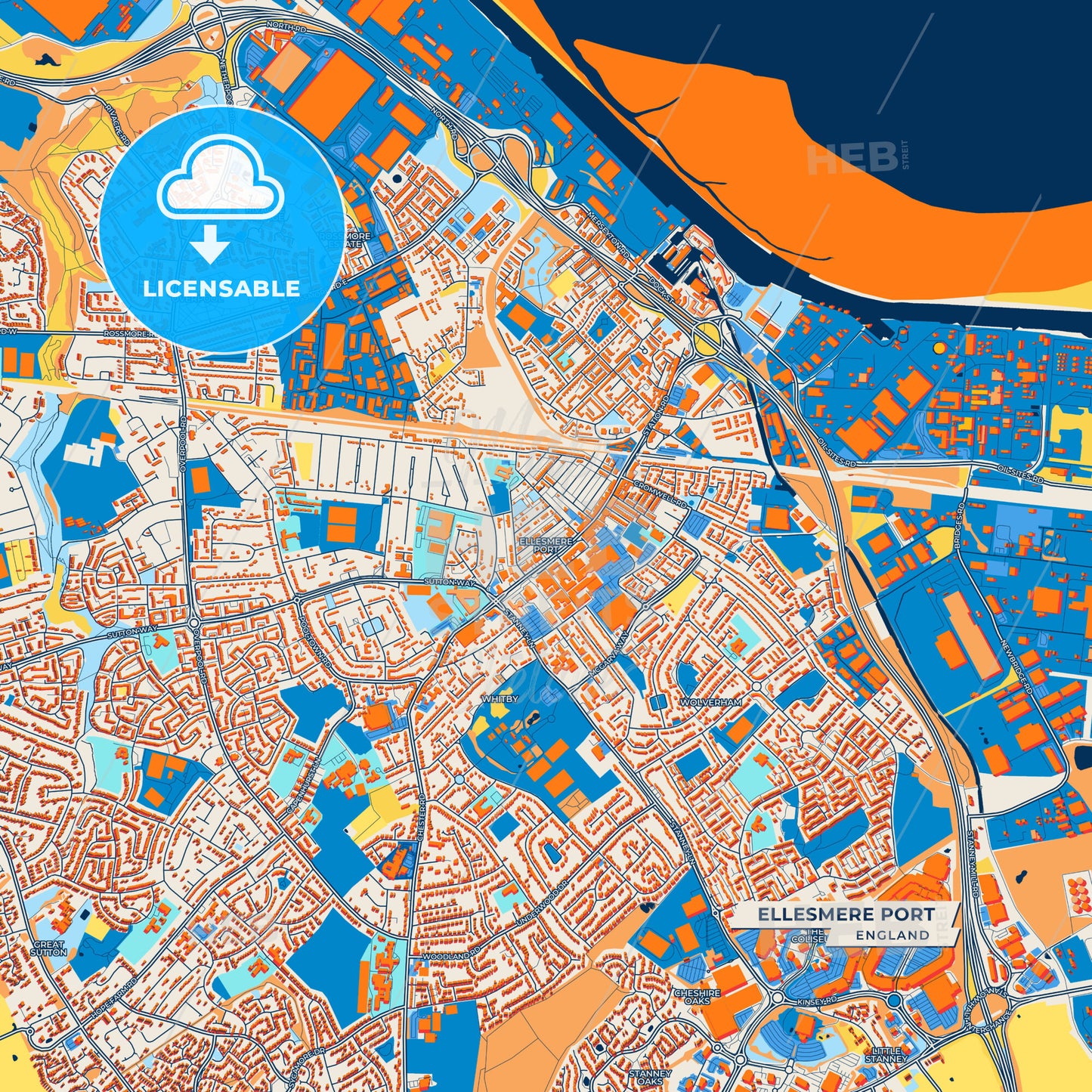 Canvas Print Template of Ellesmere Port Street Map