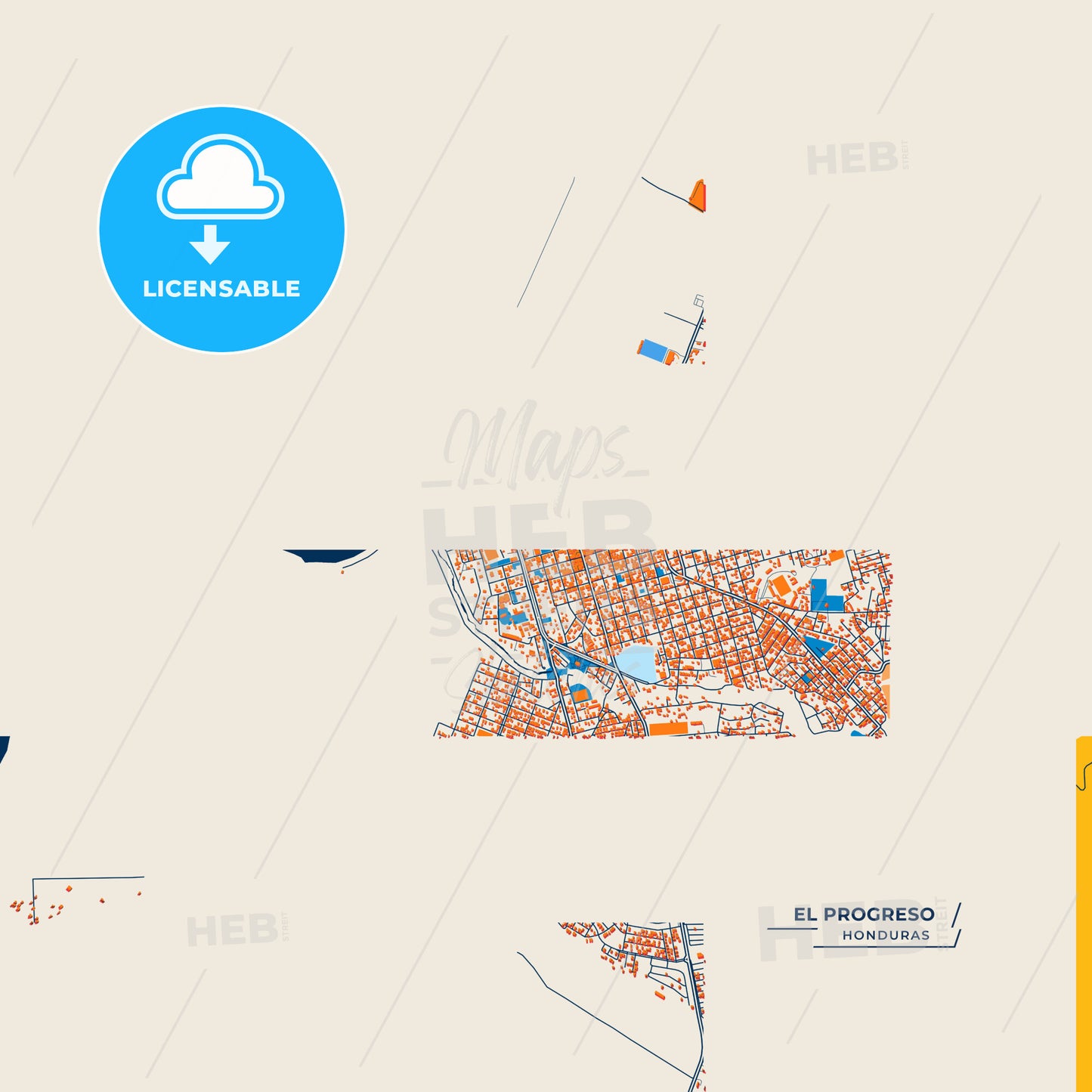 Canvas Print Template of El Progreso Street Map