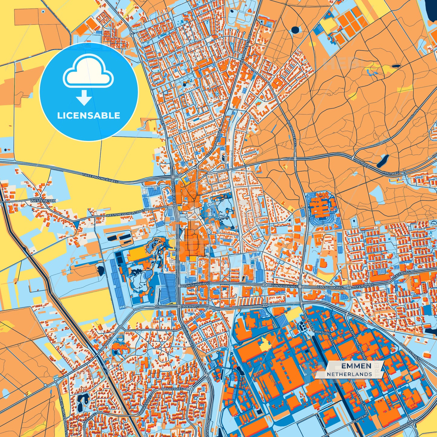 Canvas Print Template of Emmen Street Map