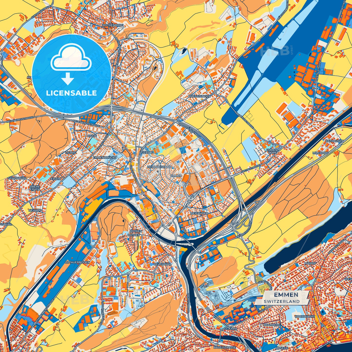 Canvas Print Template of Emmen Street Map