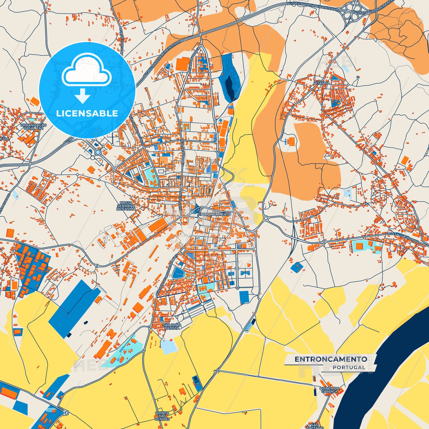 Canvas Print Template of Entroncamento Street Map
