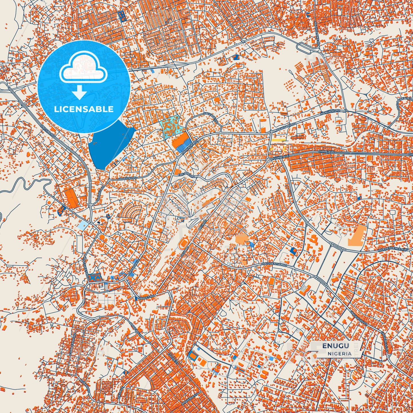 Canvas Print Template of Enugu Street Map