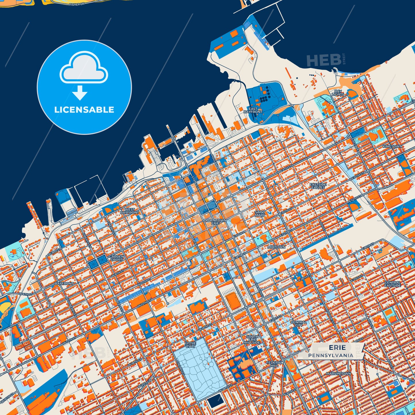 Canvas Print Template of Erie Street Map