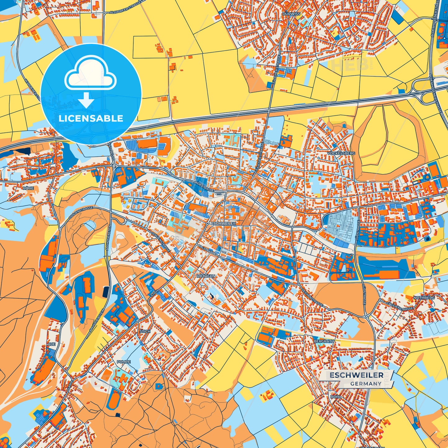 Canvas Print Template of Eschweiler Street Map