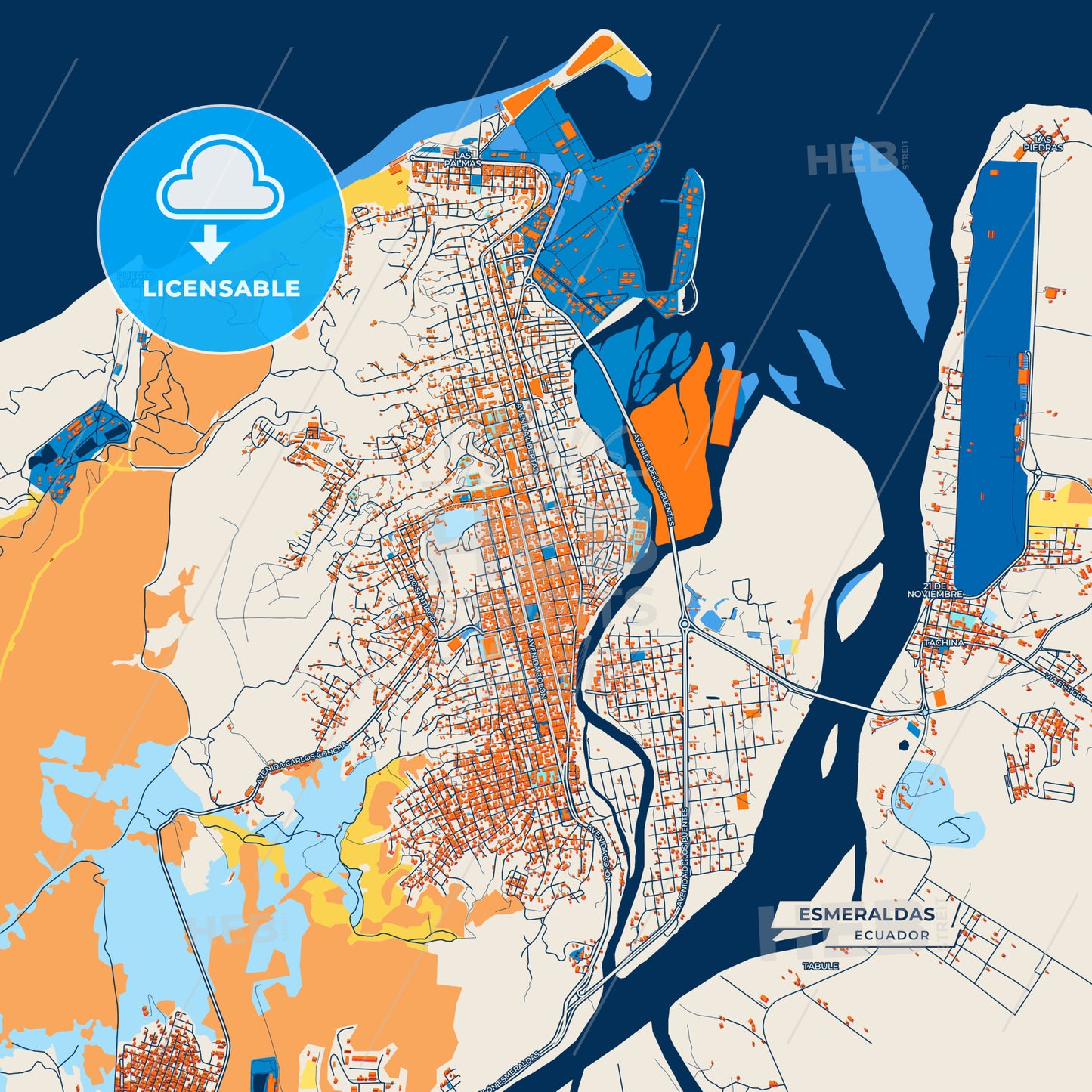 Canvas Print Template of Esmeraldas Street Map
