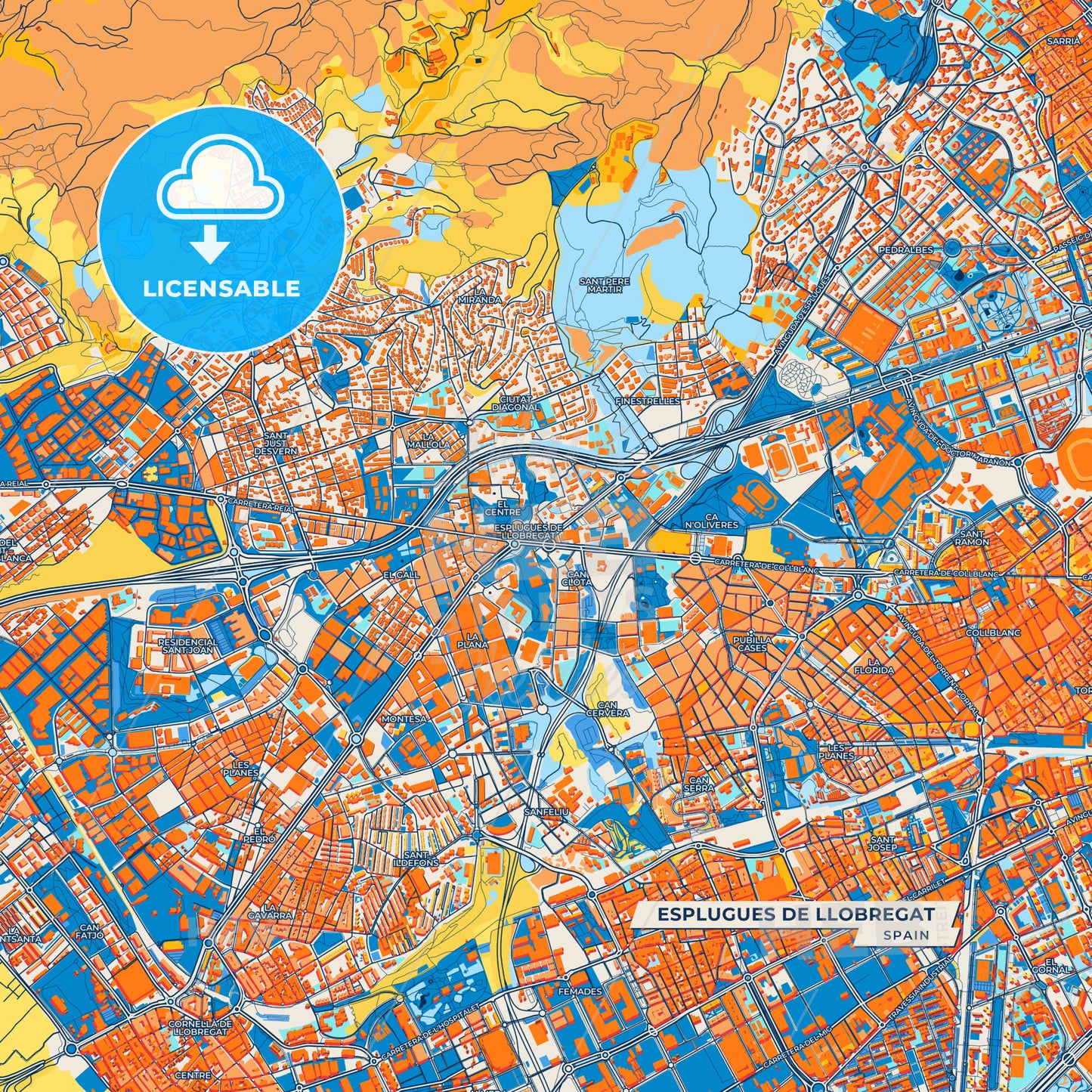 Canvas Print Template of Esplugues de Llobregat Street Map
