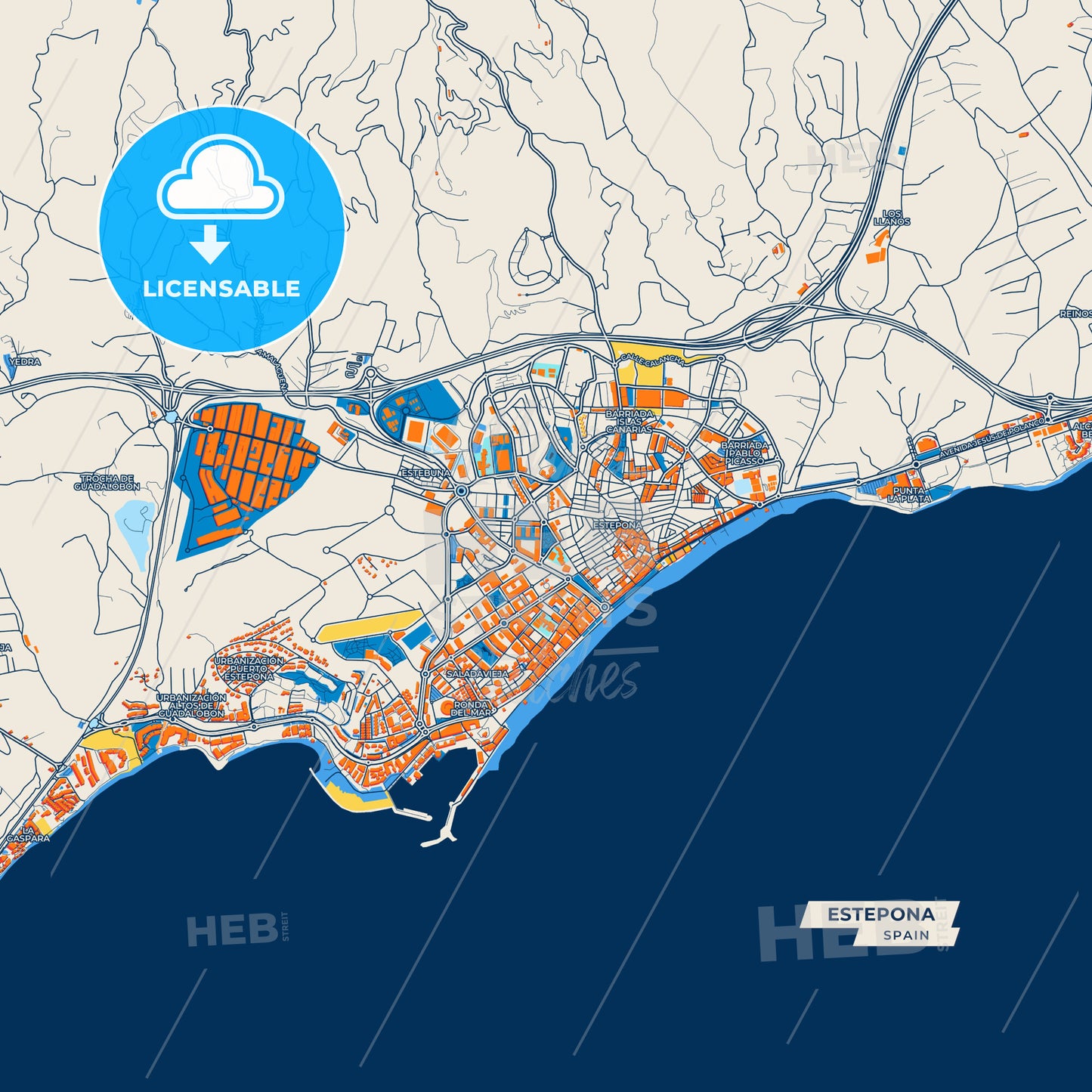 Canvas Print Template of Estepona Street Map