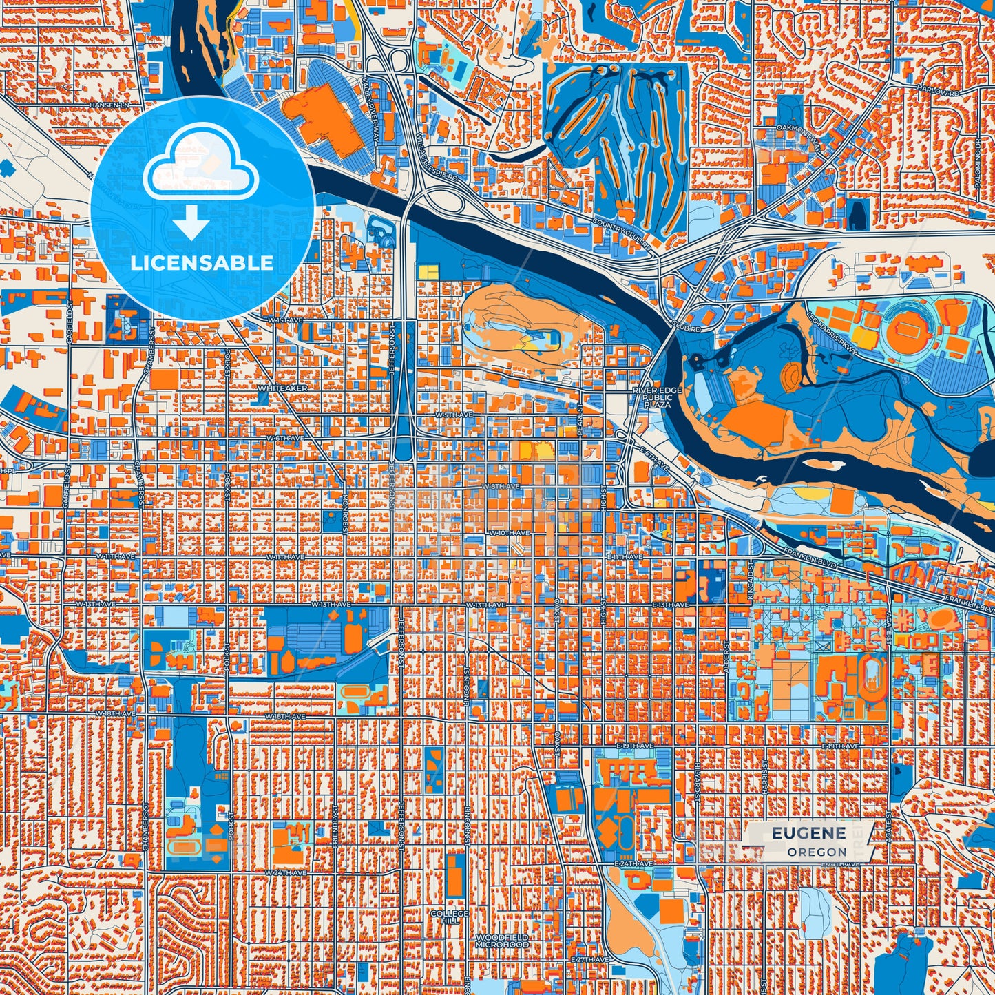 Canvas Print Template of Eugene Street Map