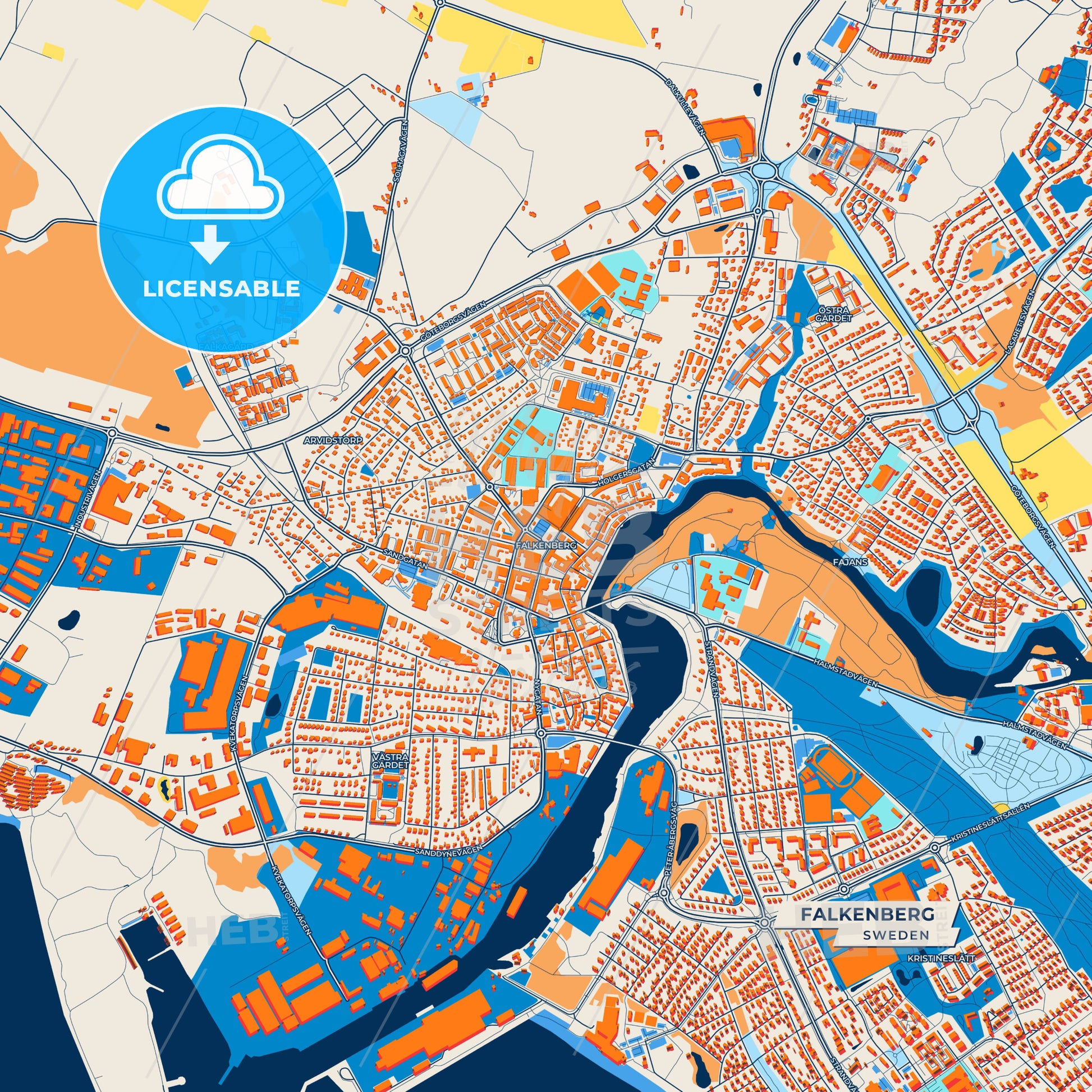 Canvas Print Template of Falkenberg Street Map