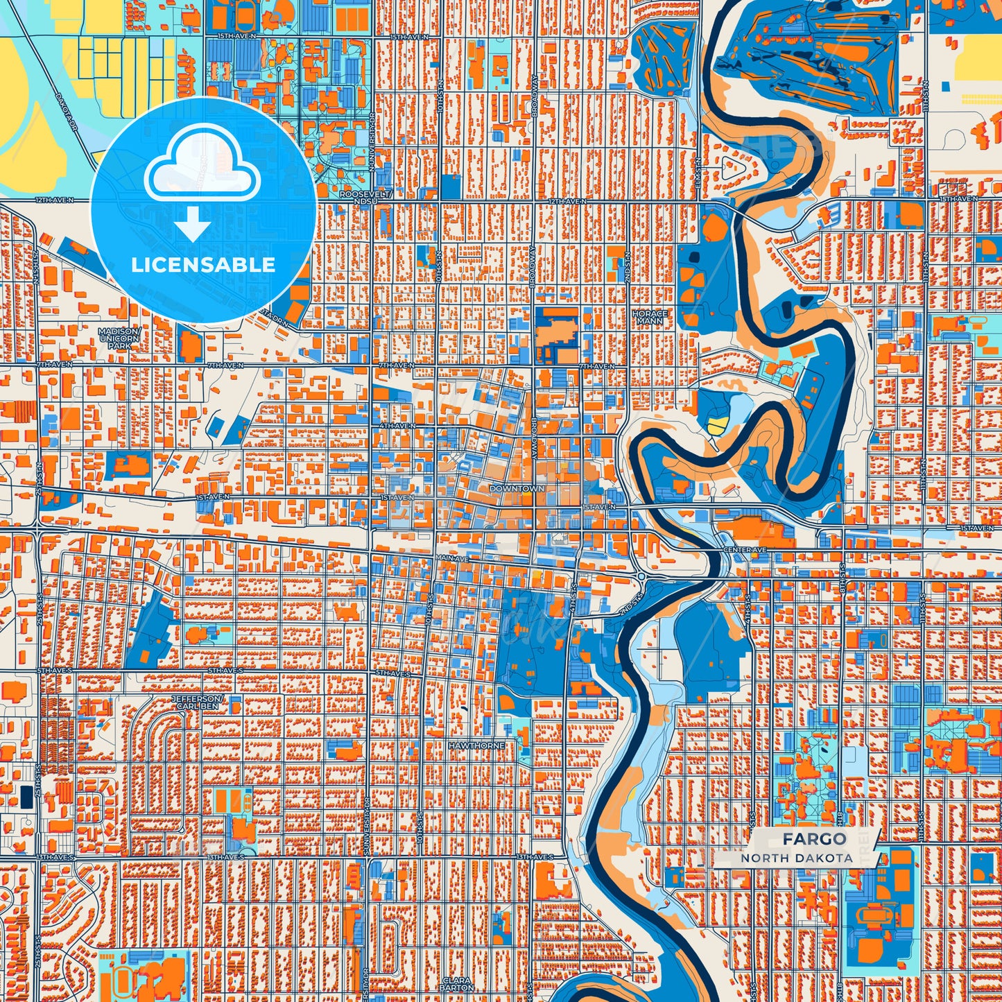 Canvas Print Template of Fargo Street Map