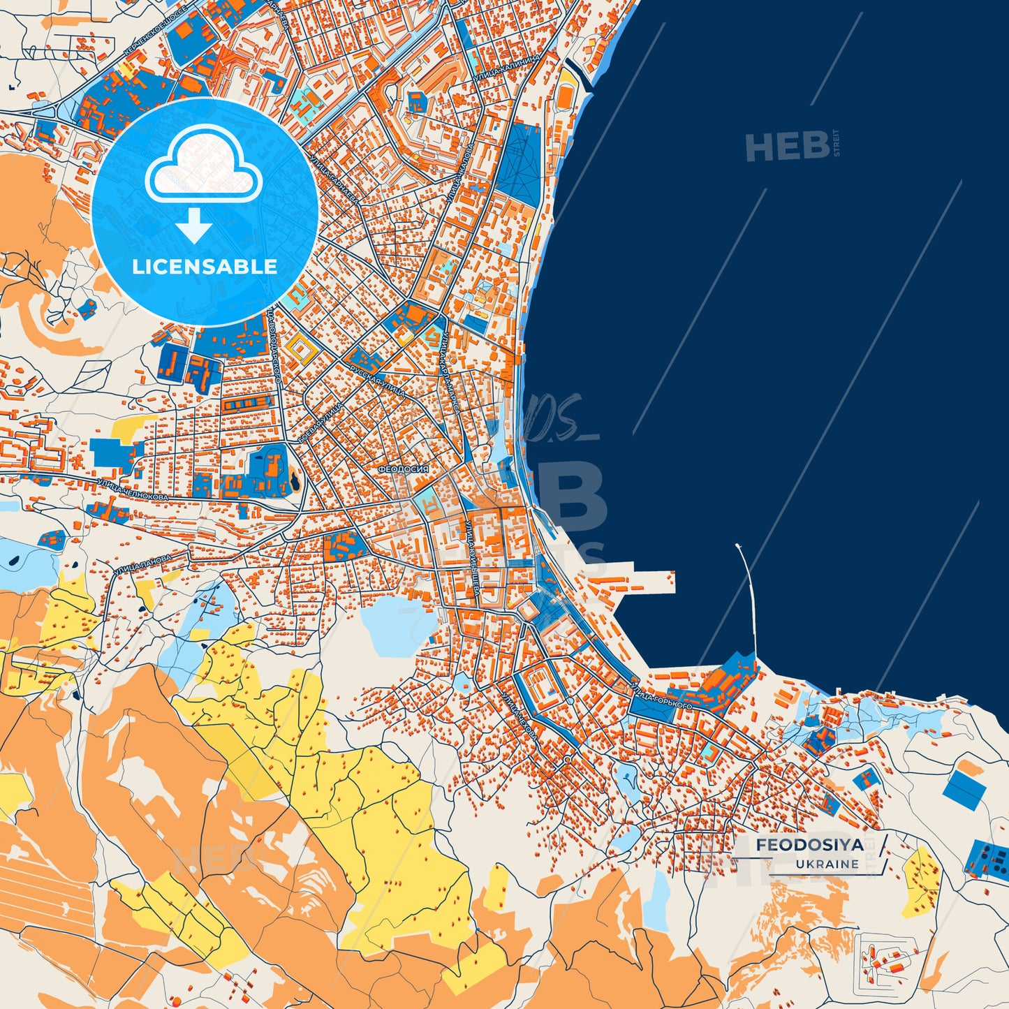 Canvas Print Template of Feodosiya Street Map