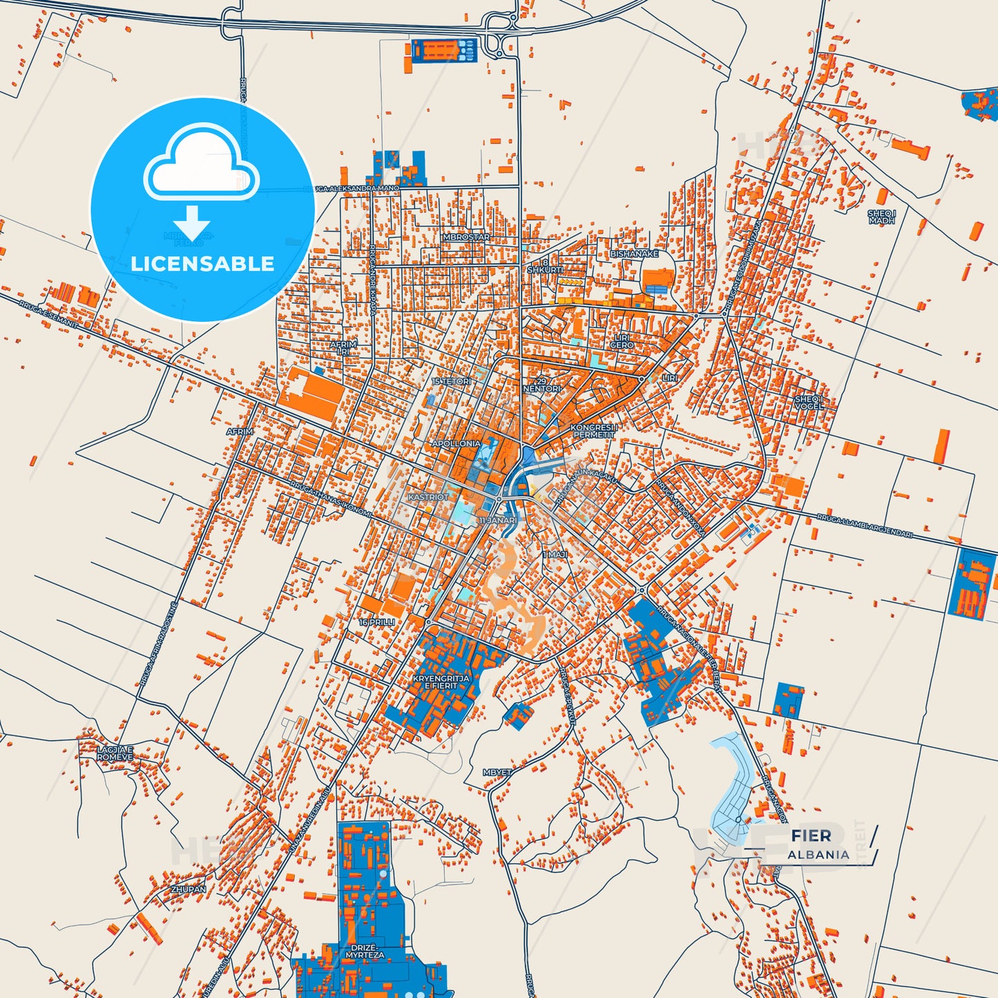Canvas Print Template of Fier Street Map