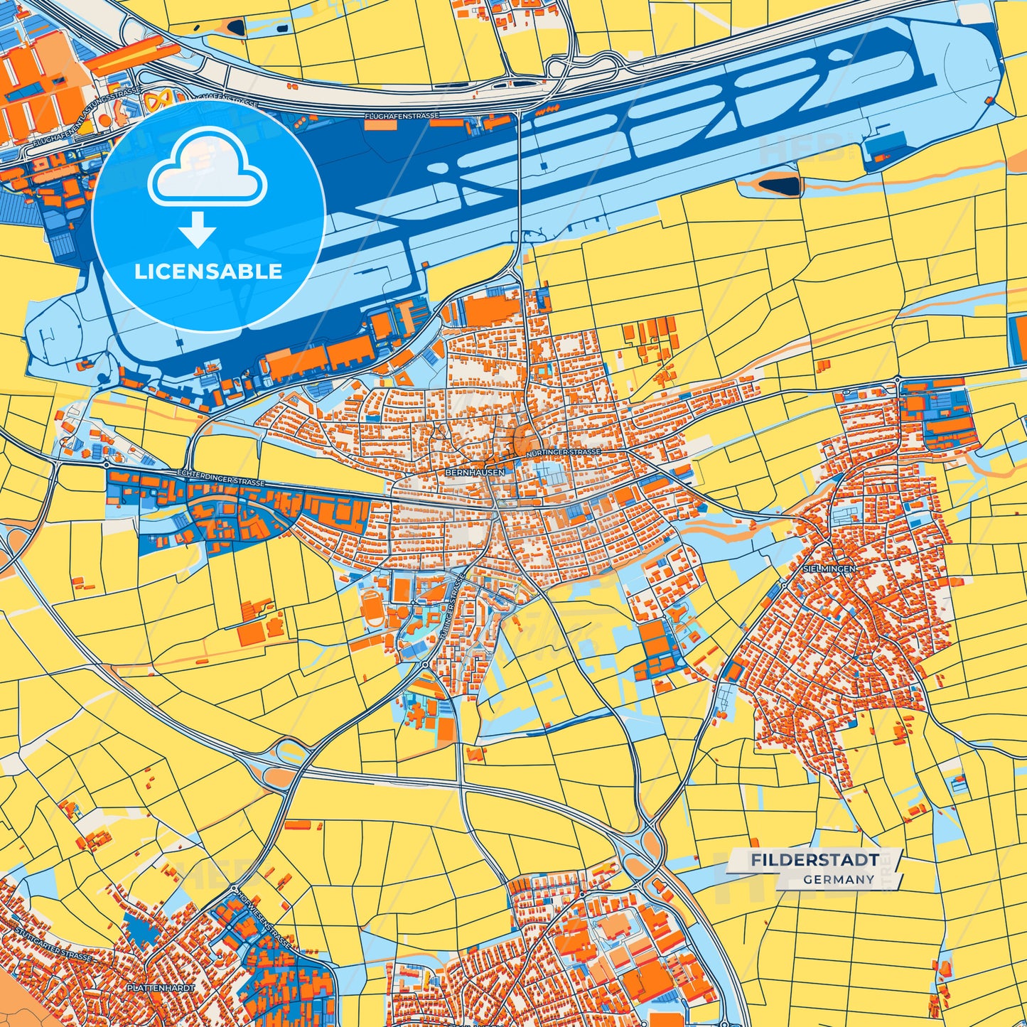 Canvas Print Template of Filderstadt Street Map