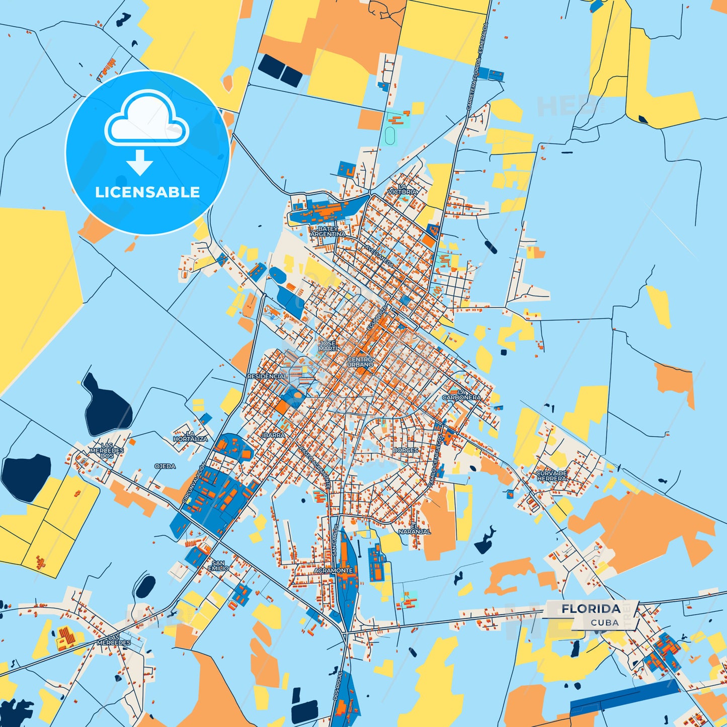 Canvas Print Template of Florida Street Map