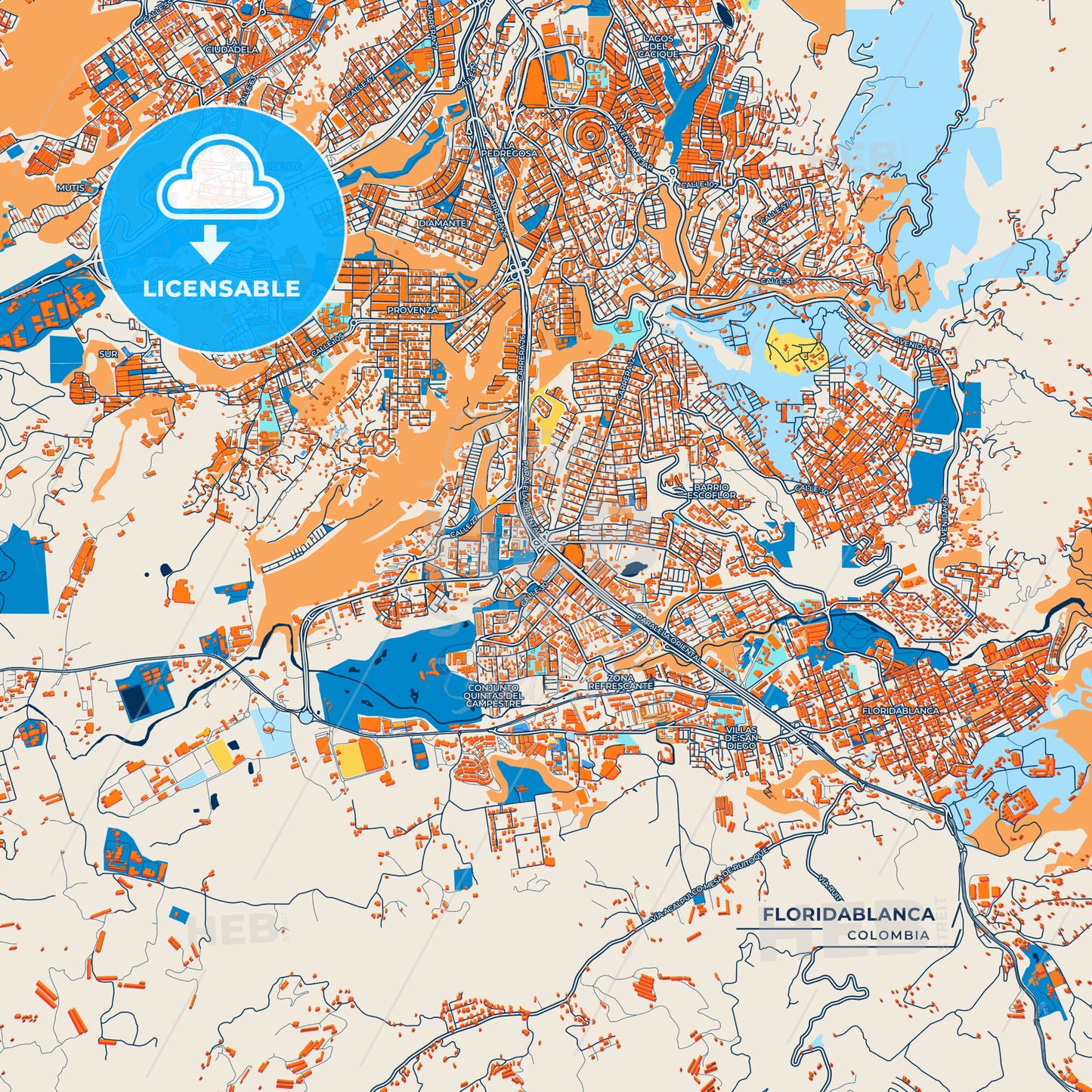 Canvas Print Template of Floridablanca Street Map