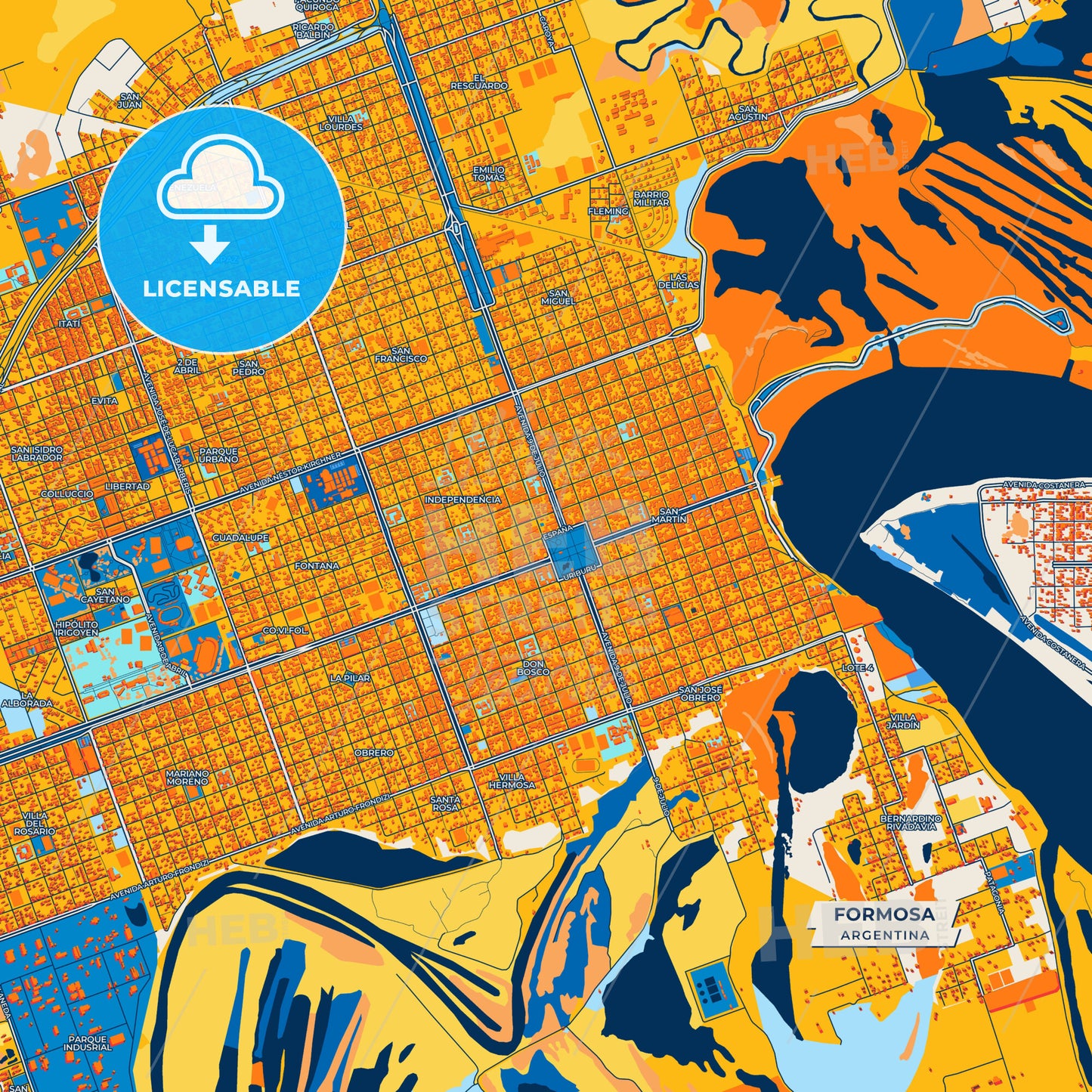 Canvas Print Template of Formosa Street Map