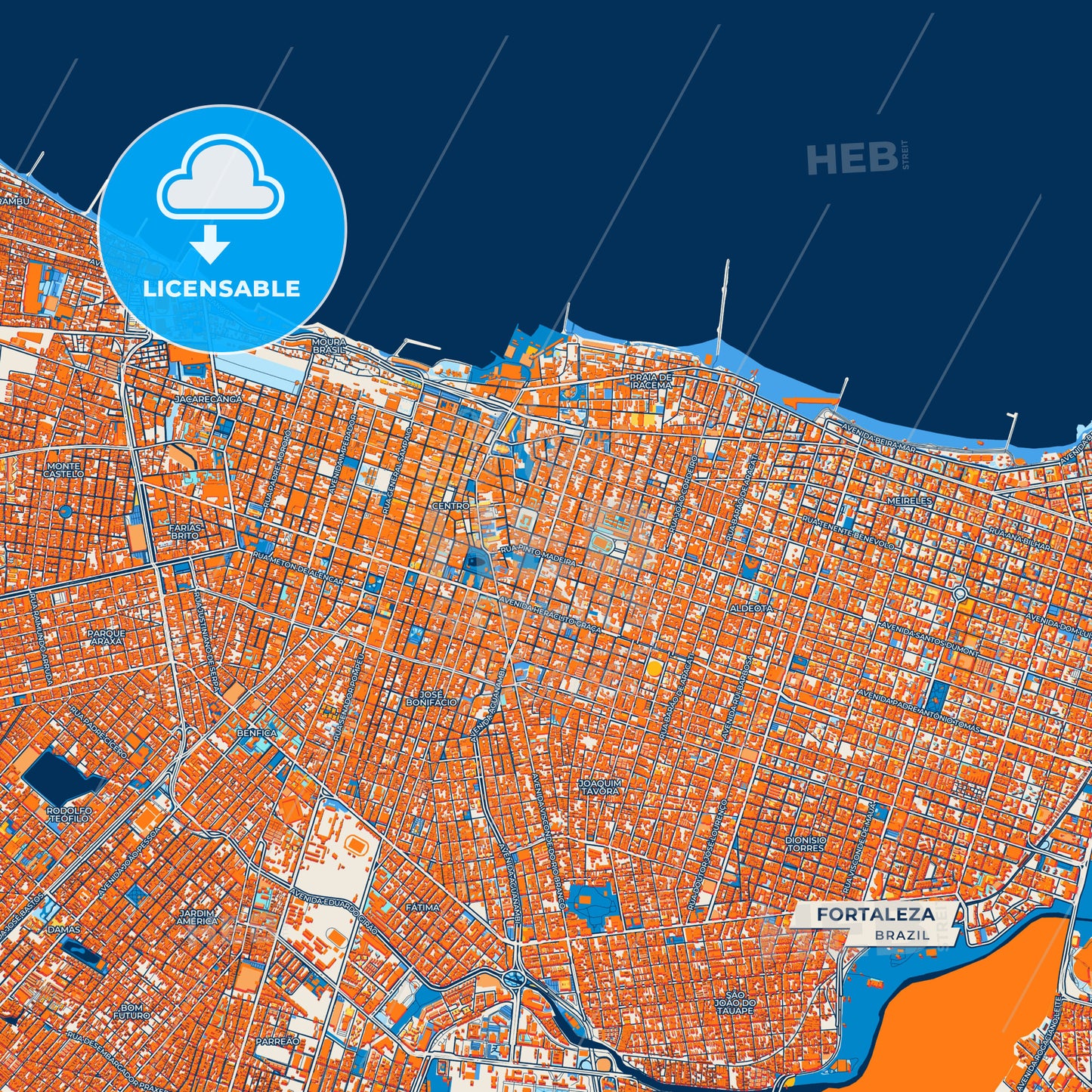 Canvas Print Template of Fortaleza Street Map
