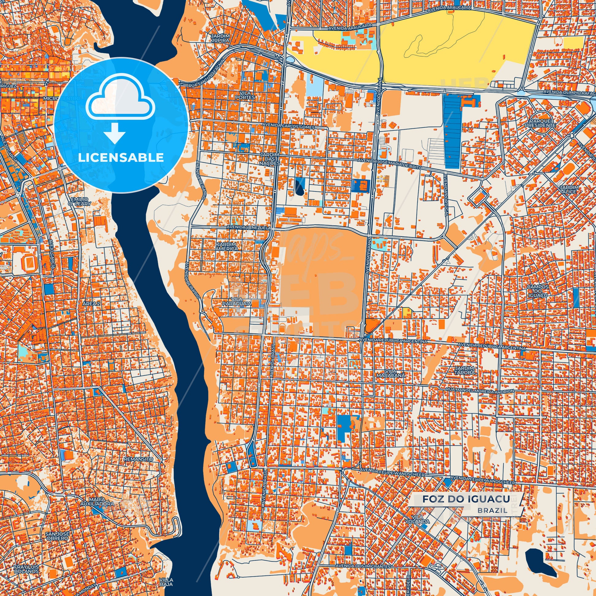 Canvas Print Template of Foz do Iguacu Street Map