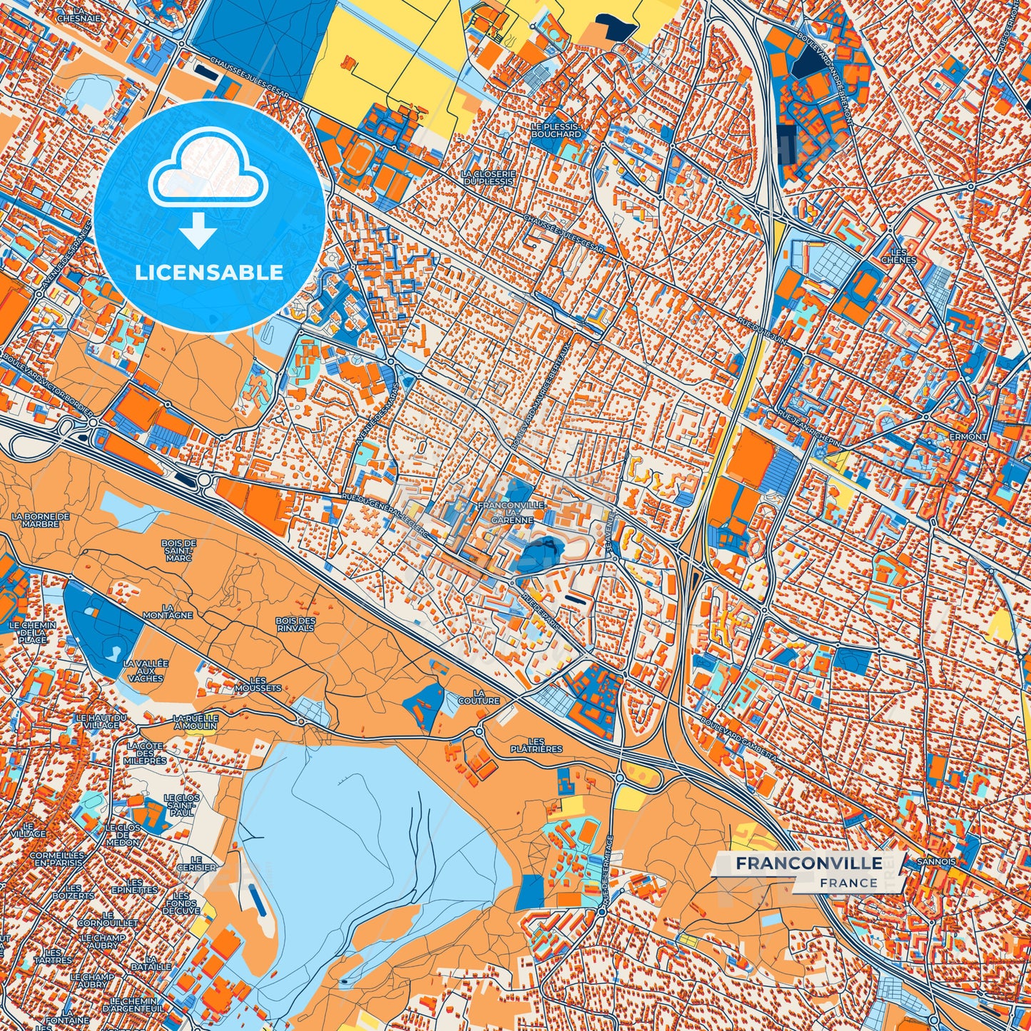 Canvas Print Template of Franconville Street Map