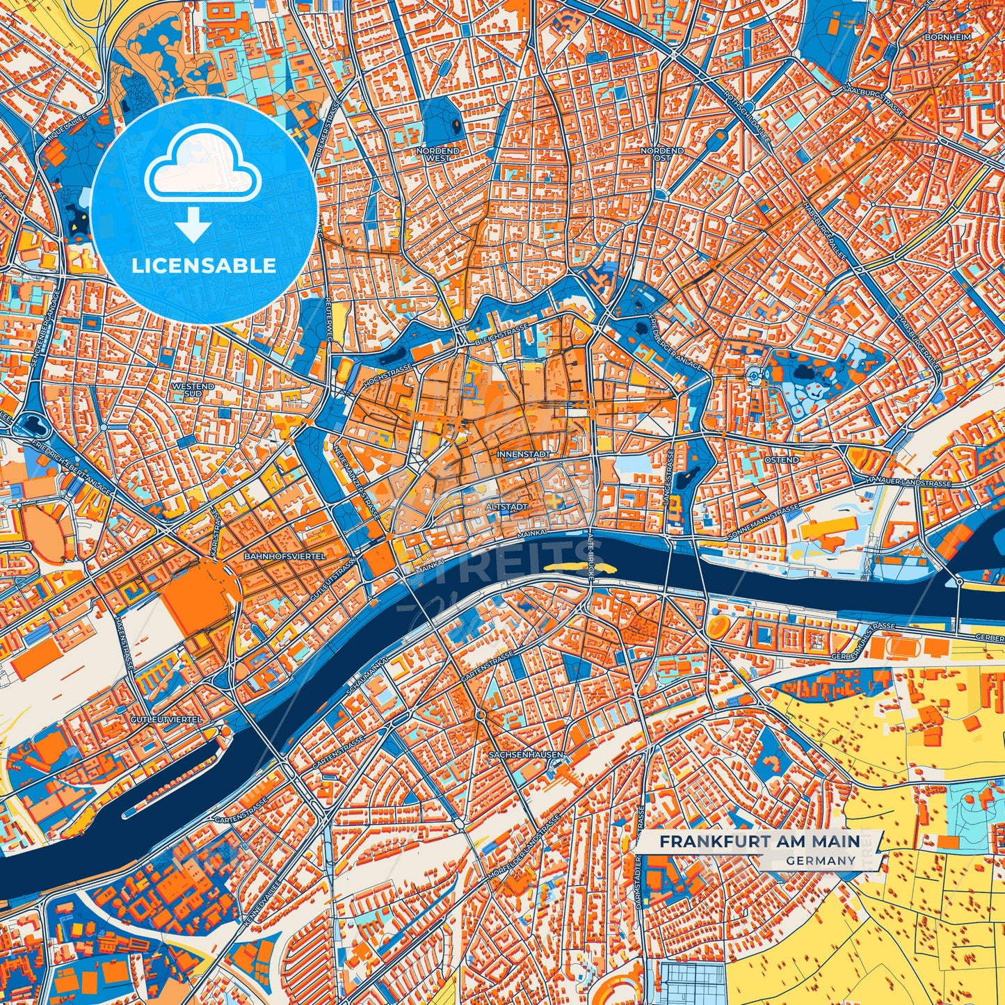 Canvas Print Template of Frankfurt am Main Street Map