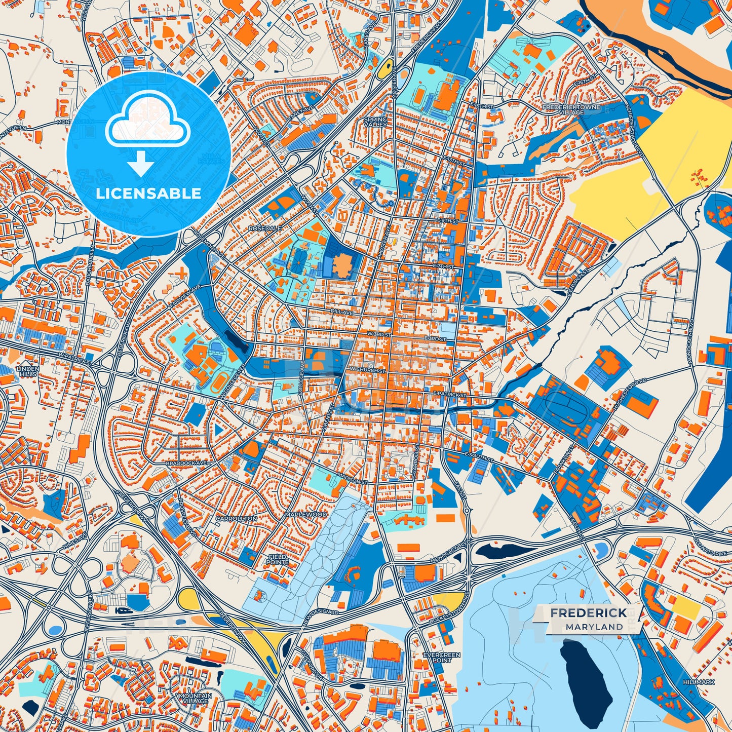 Canvas Print Template of Frederick Street Map