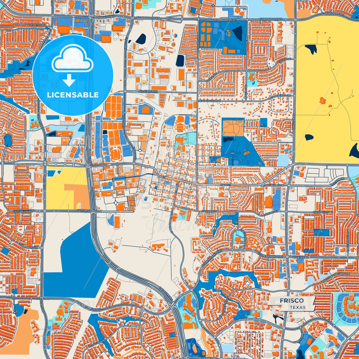Canvas Print Template of Frisco Street Map