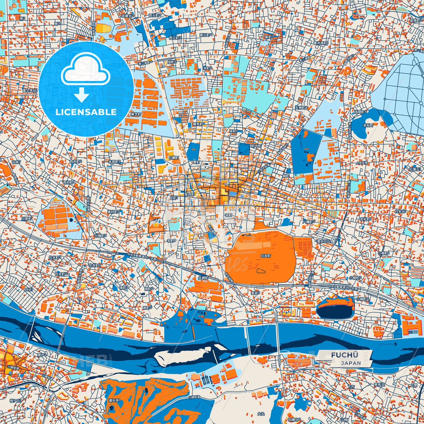 Canvas Print Template of Fuchū Street Map